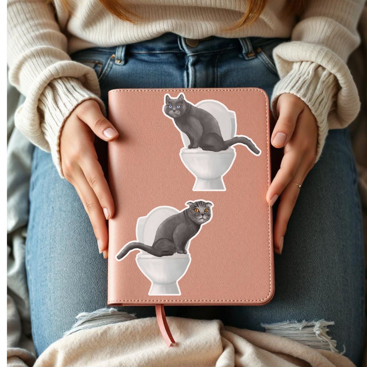 Gray Cat Vinyl Sticker - MerikaArt