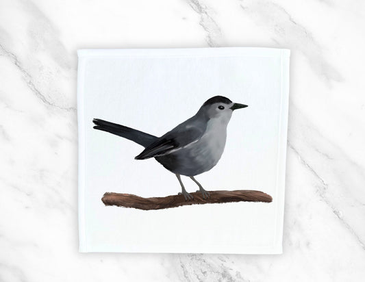 Gray Catbird Bird Washcloth - MerikaArt