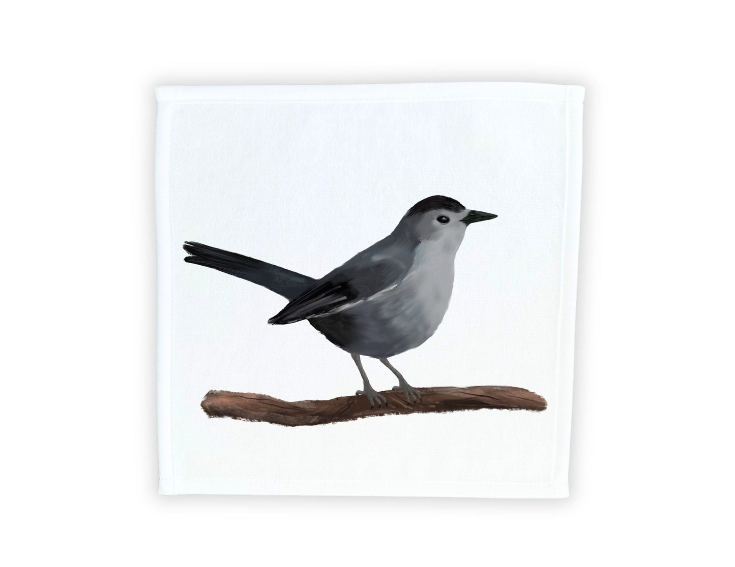 Gray Catbird Bird Washcloth - MerikaArt