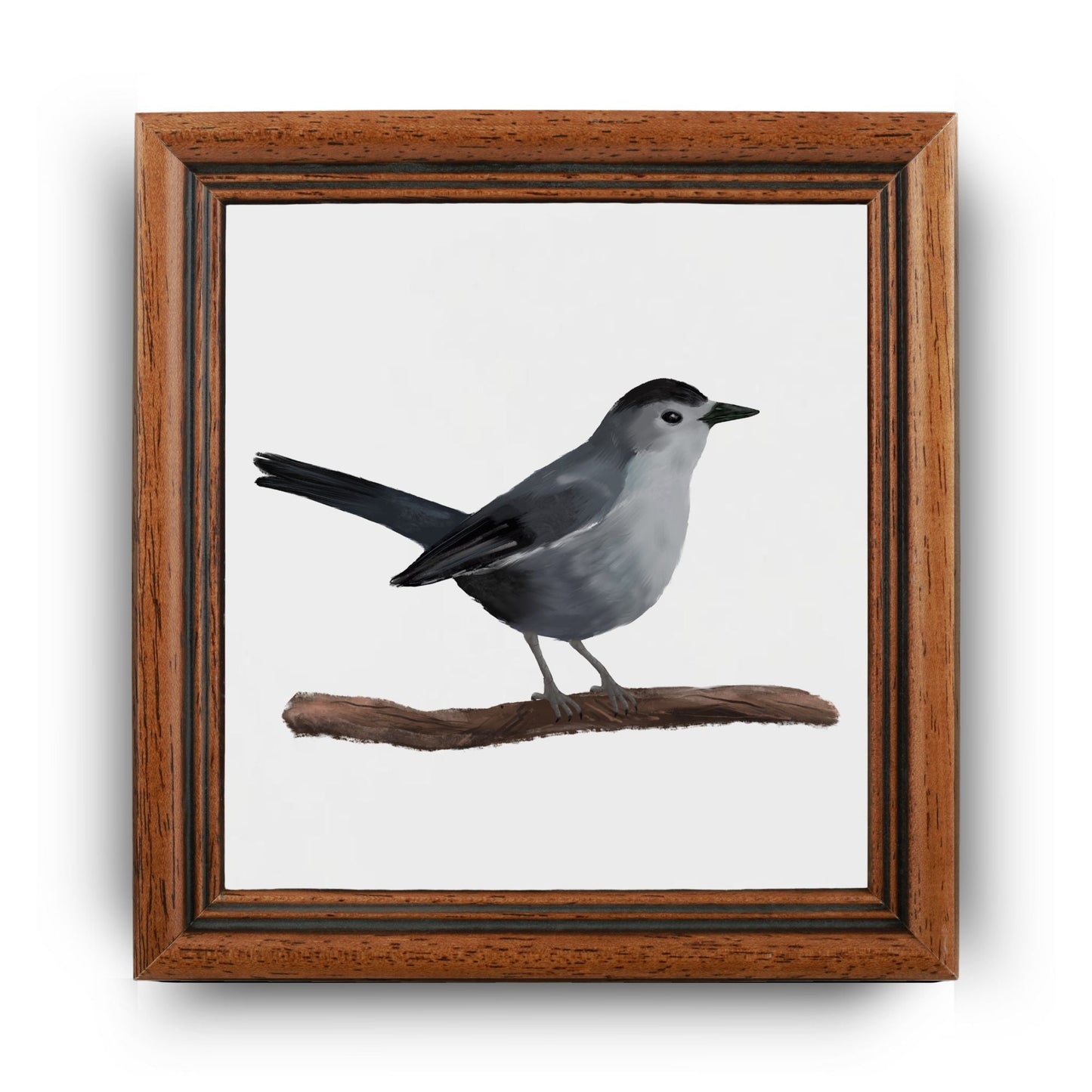 Gray Catbird Ceramic Tile - MerikaArt