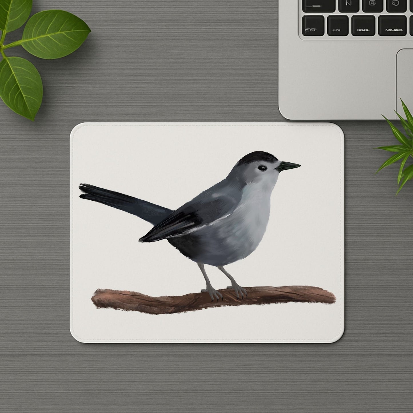 Gray Catbird Mousepad - MerikaArt