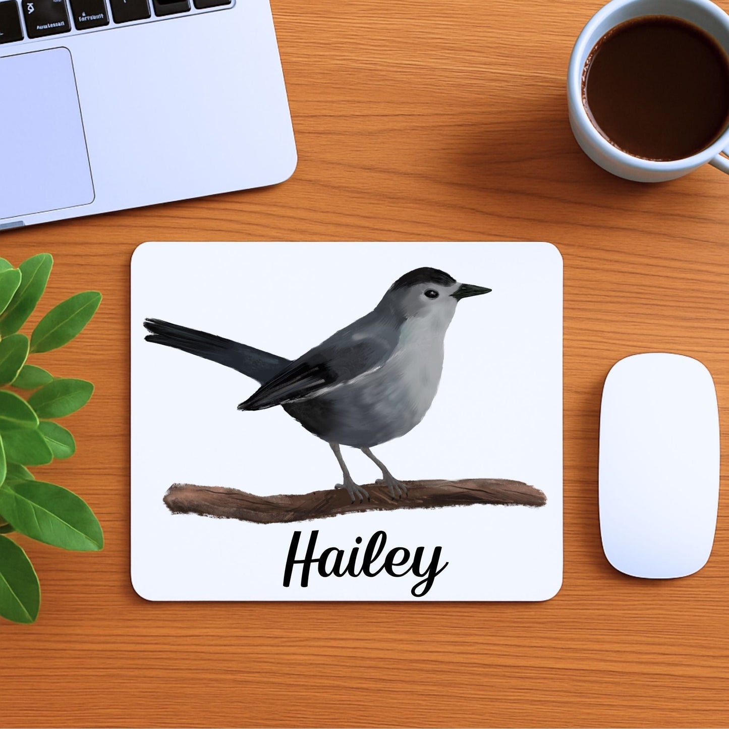 Gray Catbird Mousepad - MerikaArt