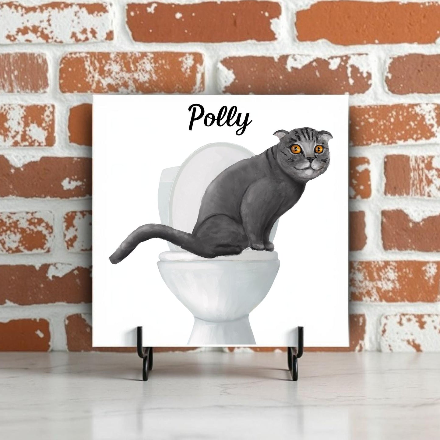 Gray Scottish Fold Bathroom Ceramic Tile - MerikaArt