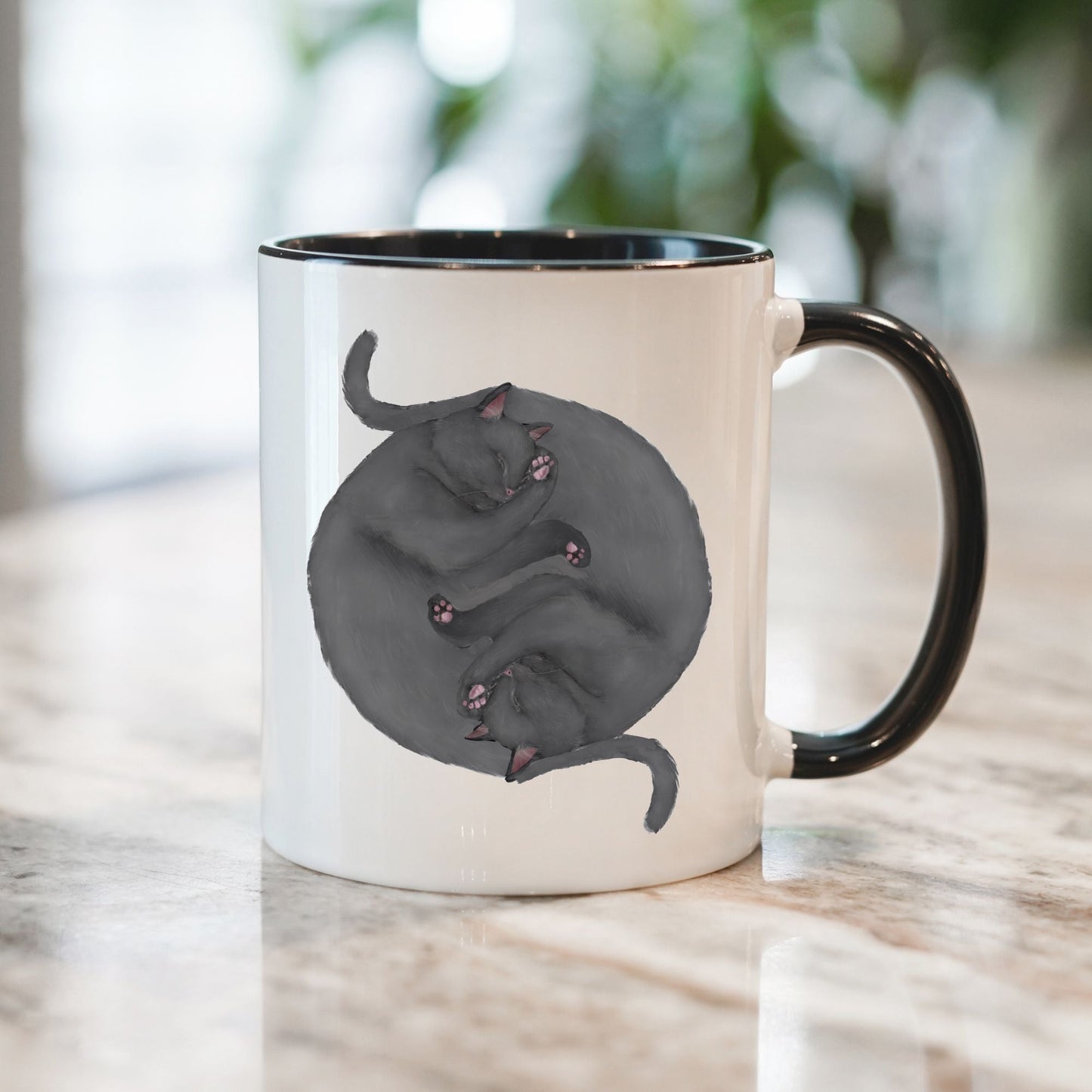 Gray Sleeping Cats Mug - MerikaArt
