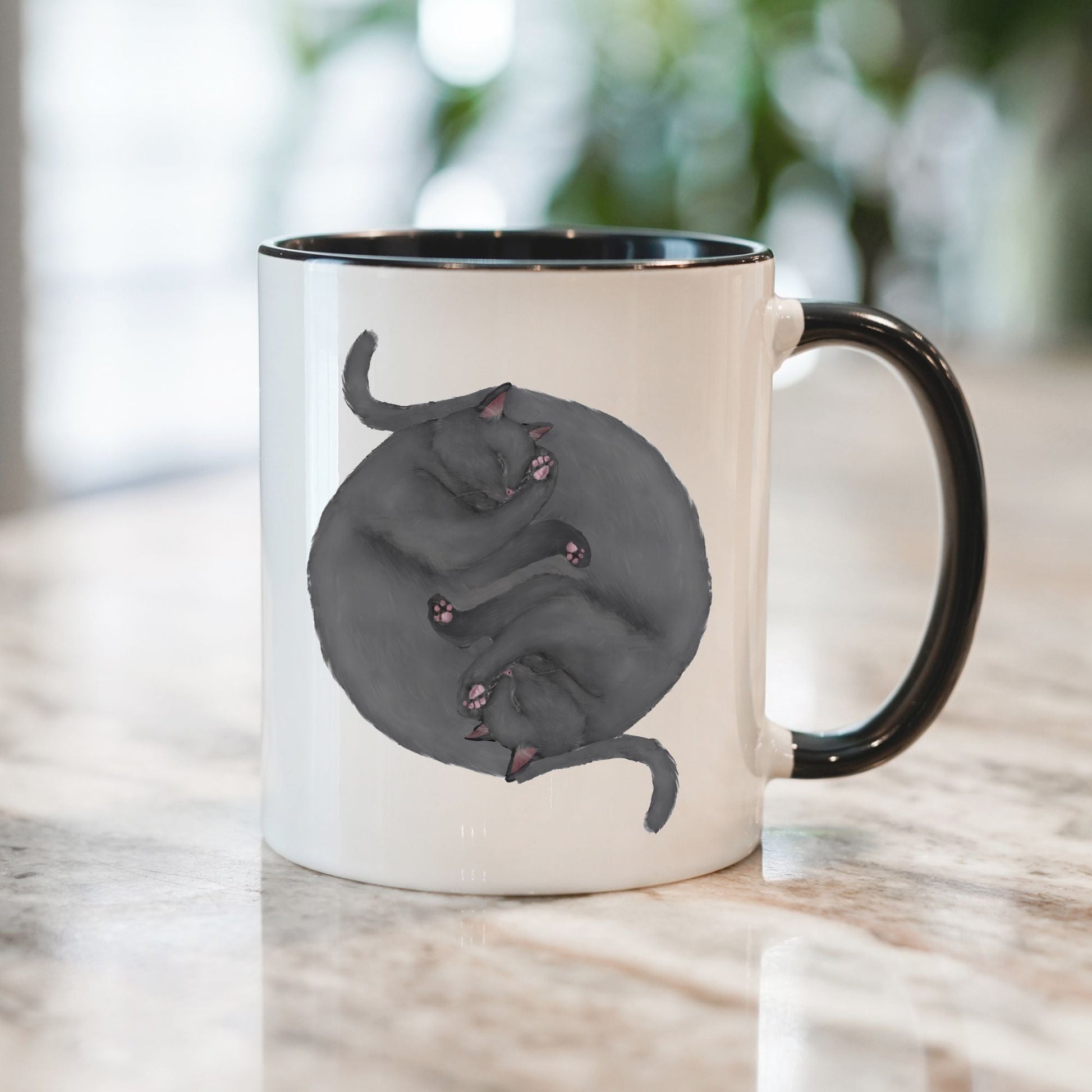 Gray Sleeping Cats Mug - MerikaArt