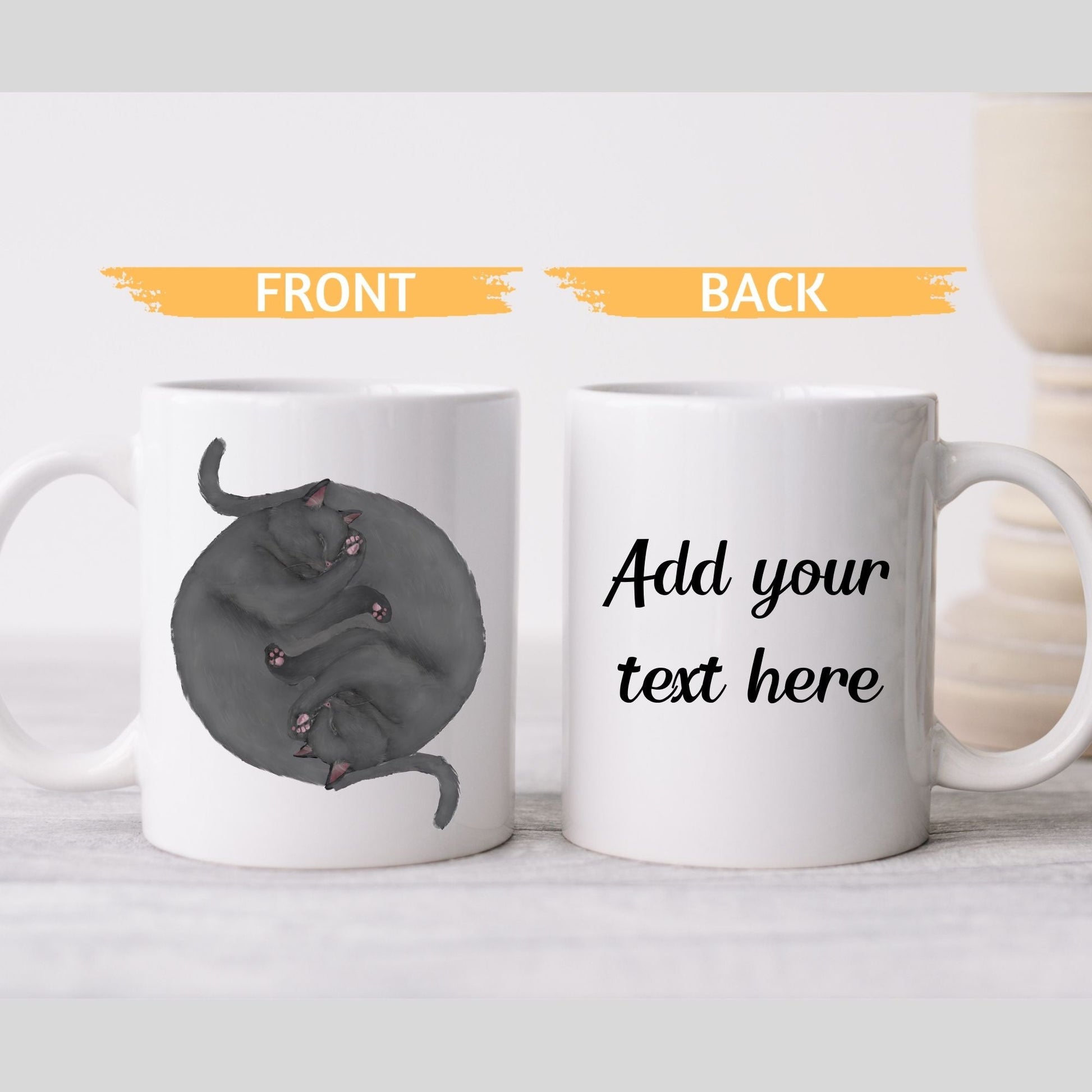 Gray Sleeping Cats Mug - MerikaArt