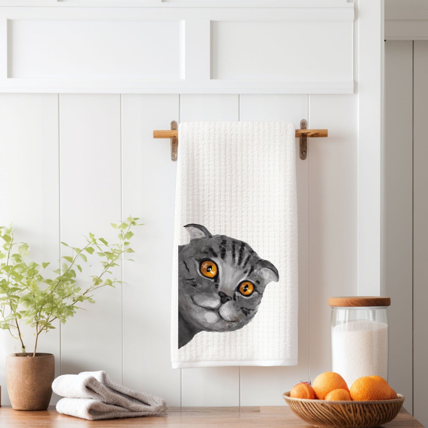 Gray Tabby Cat Kitchen Towel - MerikaArt