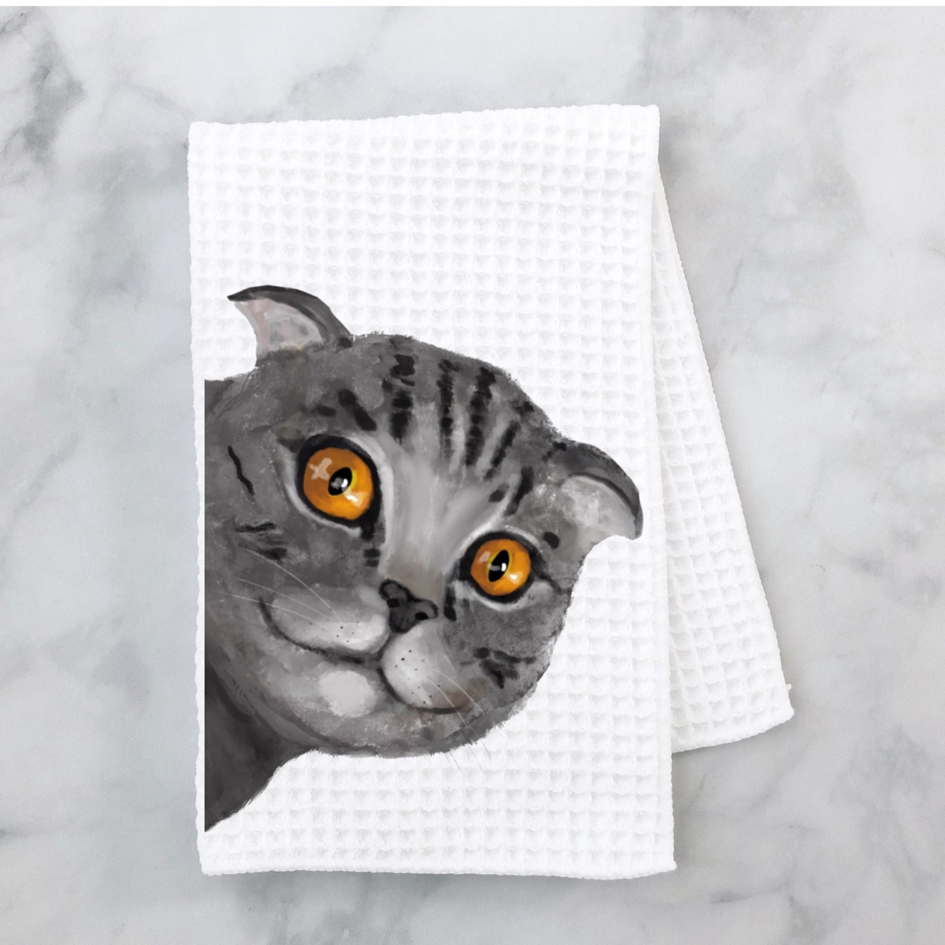 Gray Tabby Cat Kitchen Towel - MerikaArt
