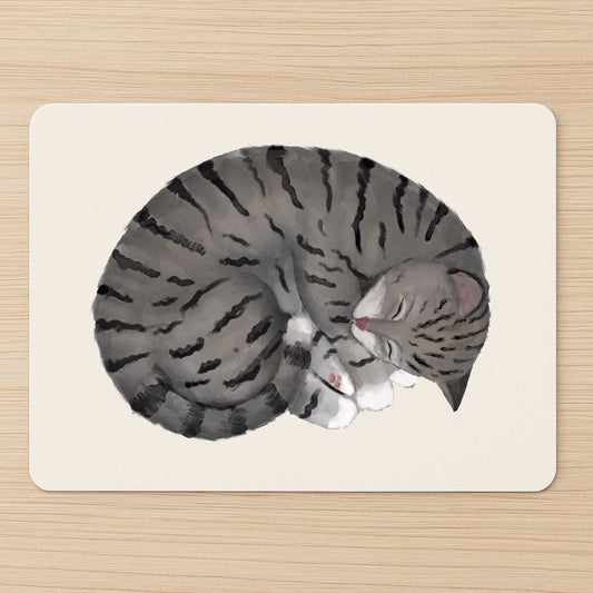 Gray Tabby Cat Mousepad - MerikaArt