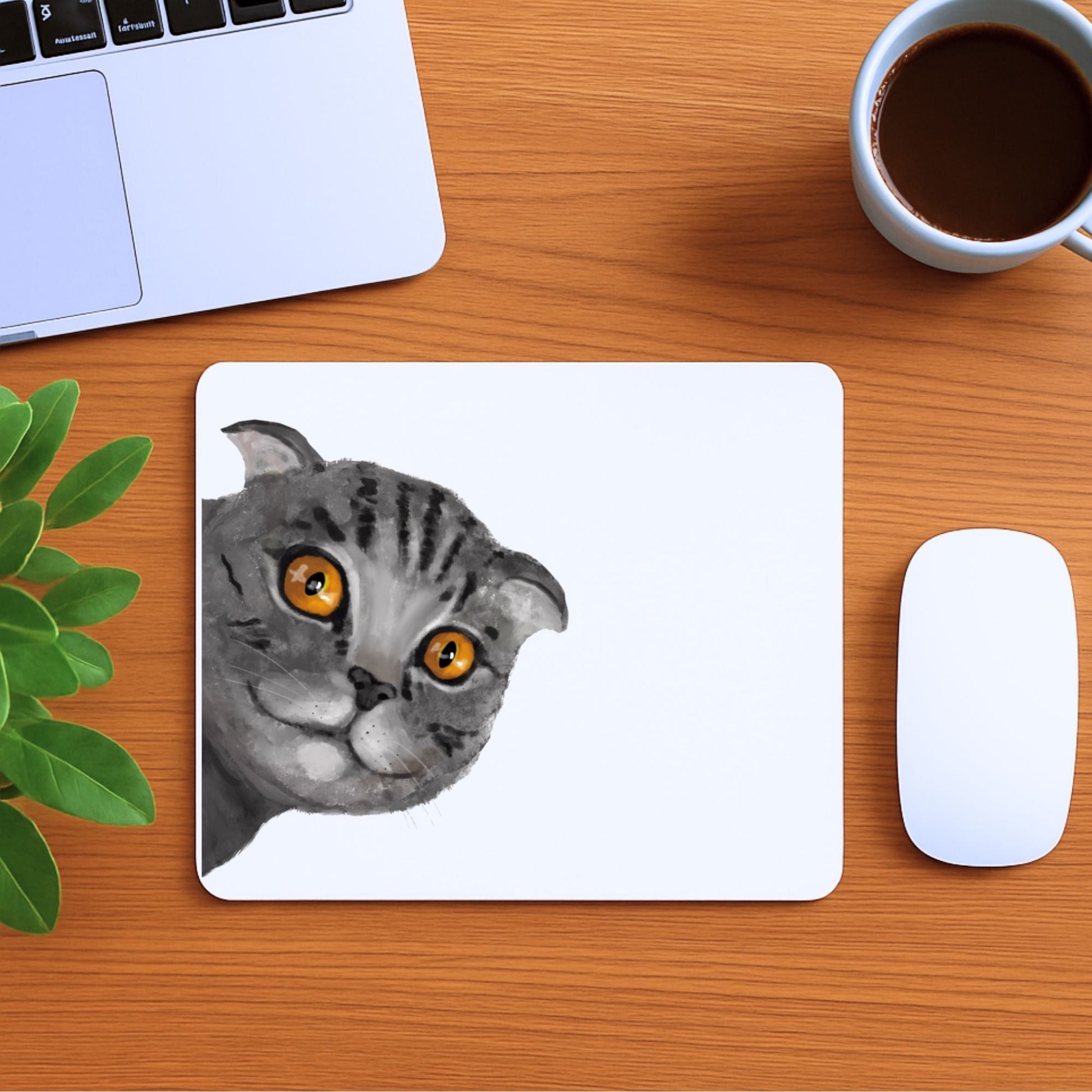 Gray Tabby Cat Mousepad - MerikaArt