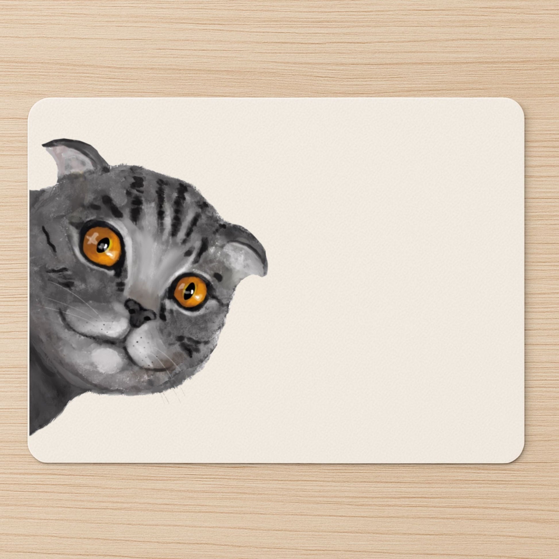 Gray Tabby Cat Mousepad - MerikaArt