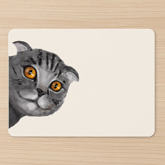 Gray Tabby Cat Mousepad - MerikaArt