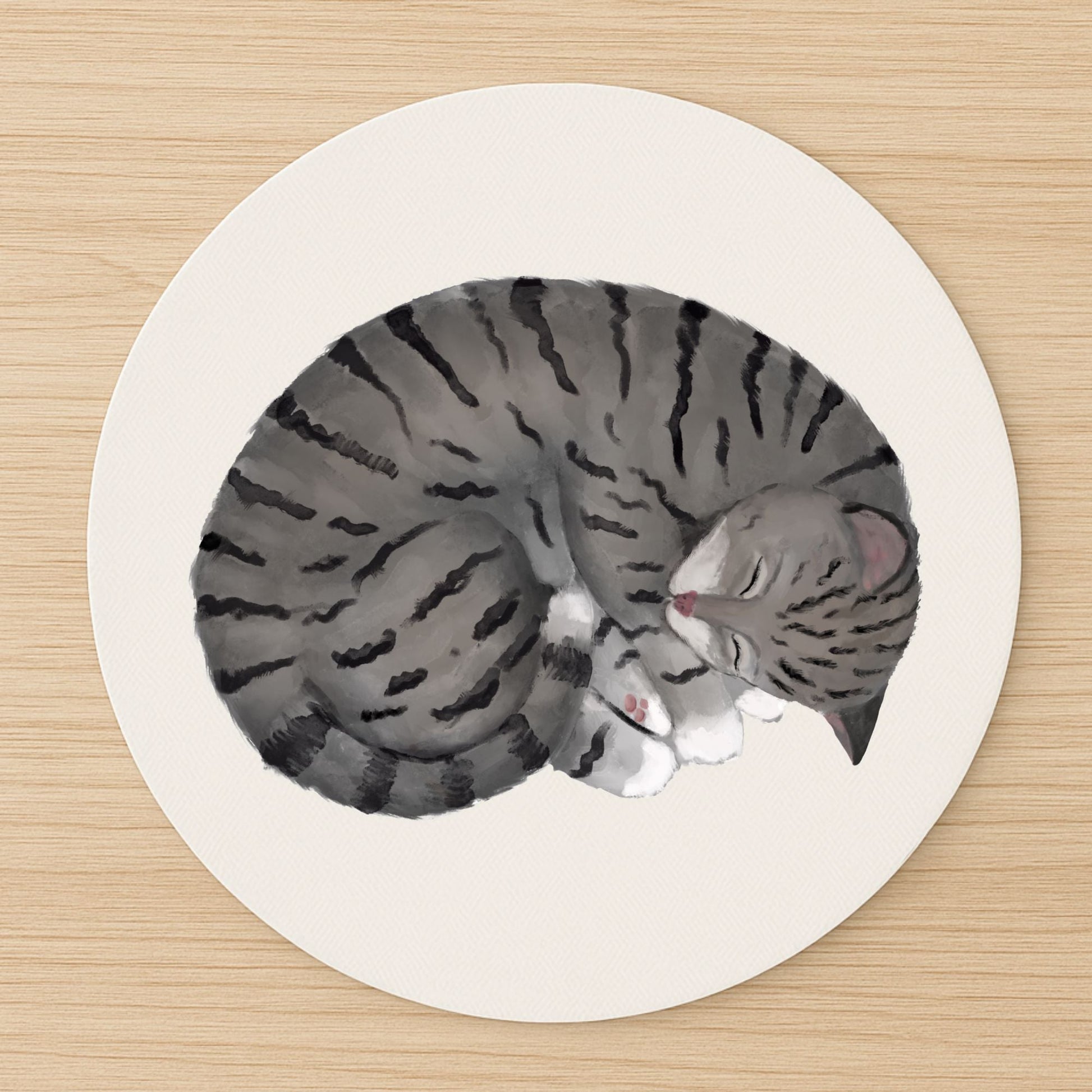 Gray Tabby Cat Mousepad - MerikaArt