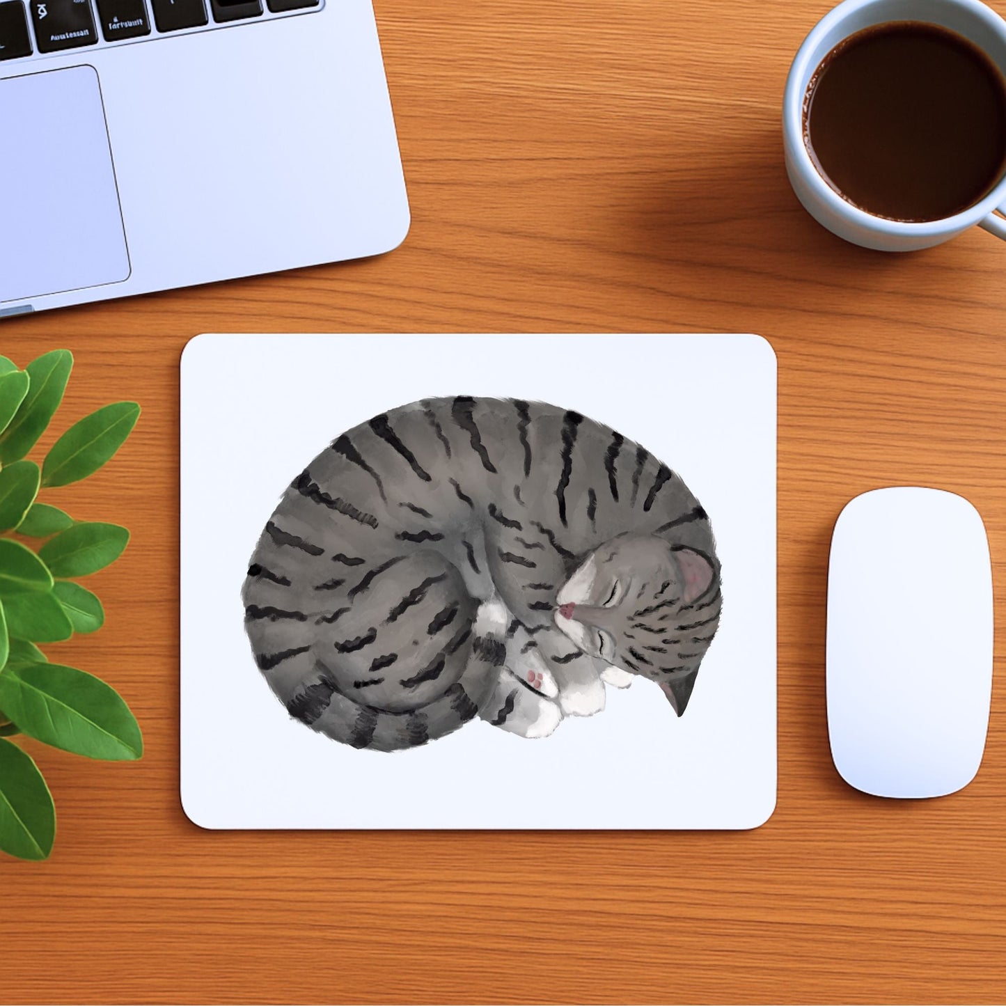 Gray Tabby Cat Mousepad - MerikaArt