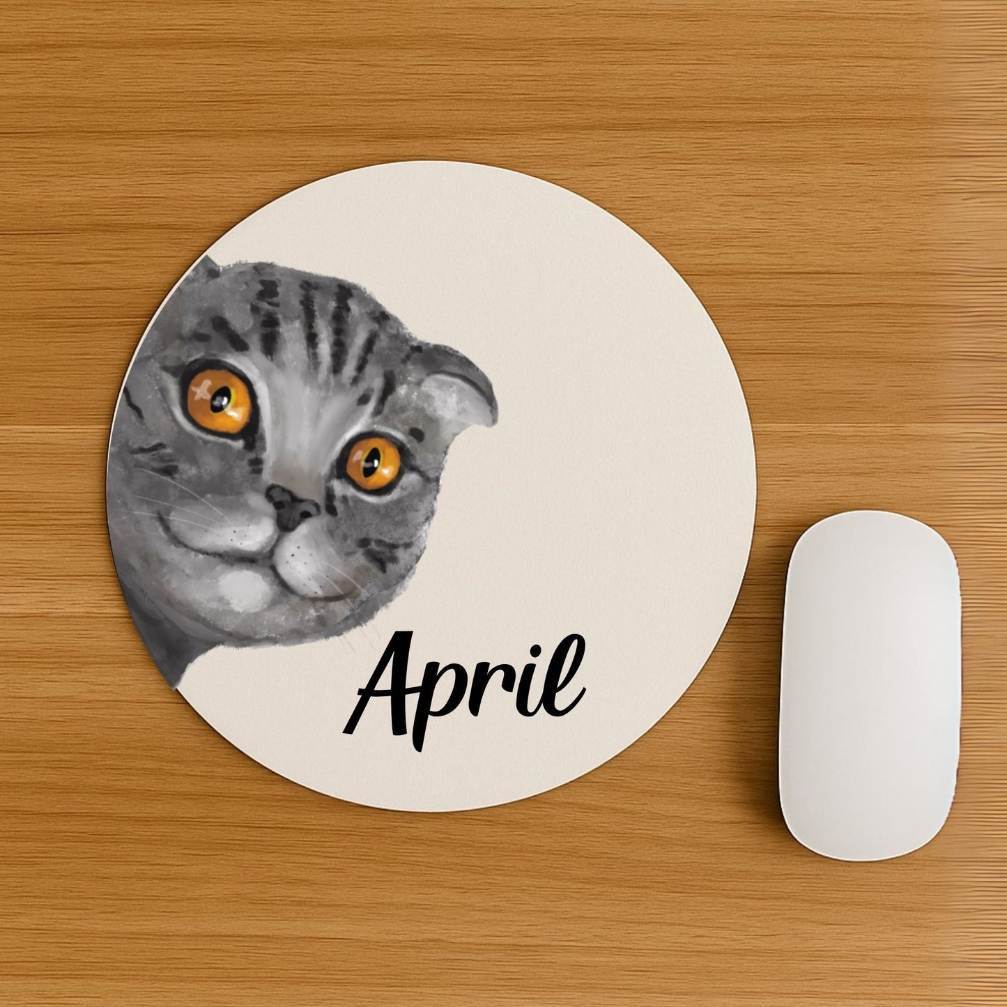 Gray Tabby Cat Mousepad - MerikaArt