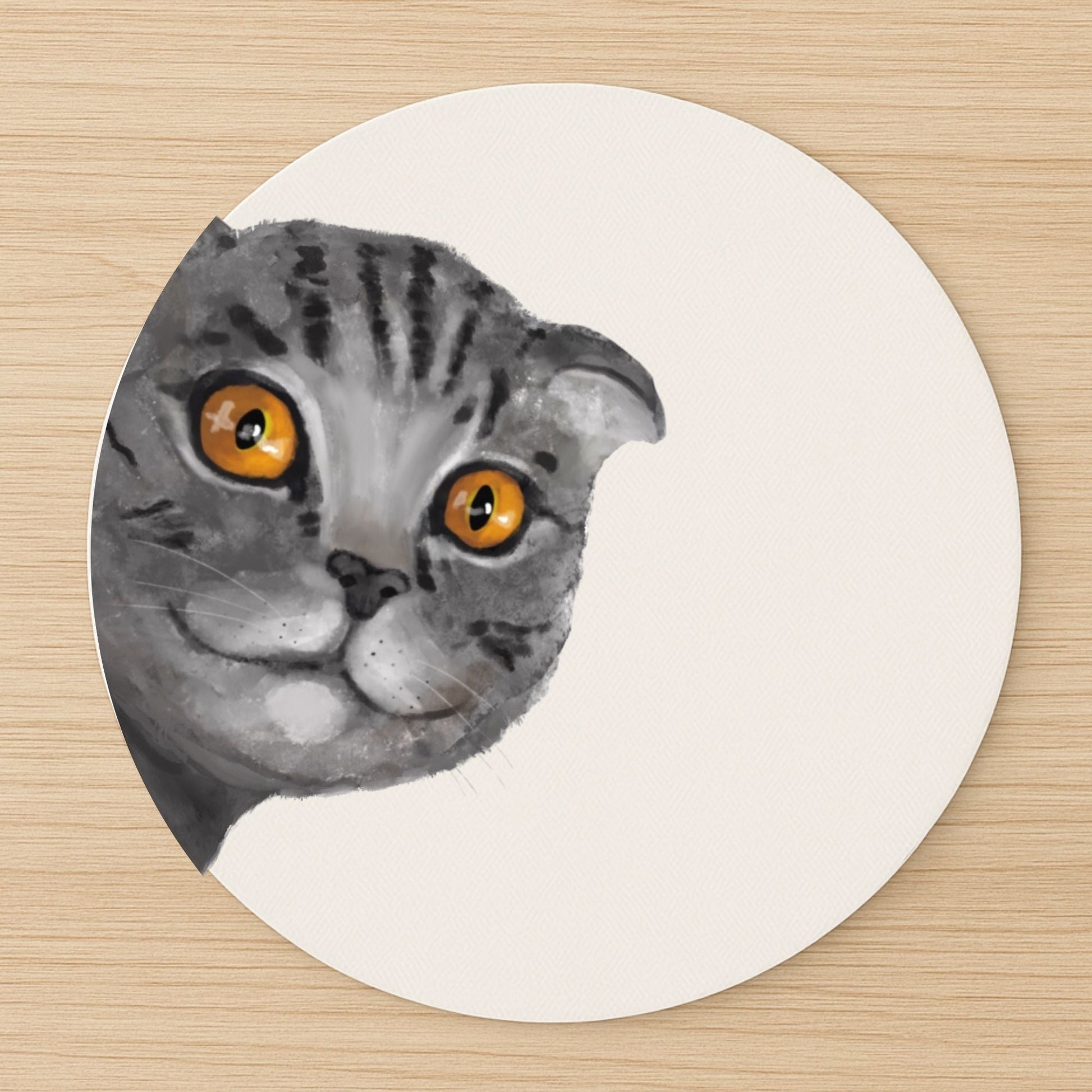 Gray Tabby Cat Mousepad - MerikaArt