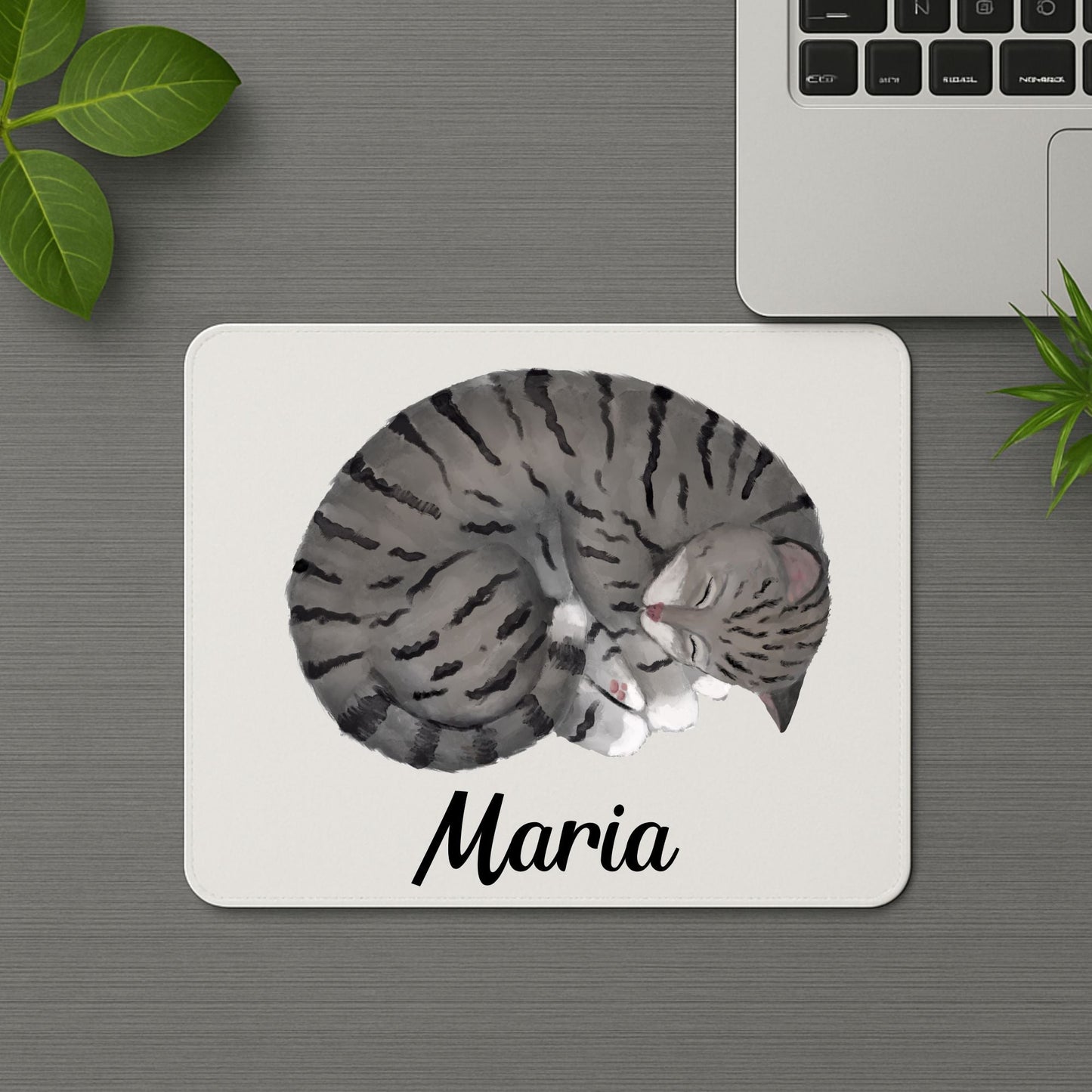 Gray Tabby Cat Mousepad - MerikaArt
