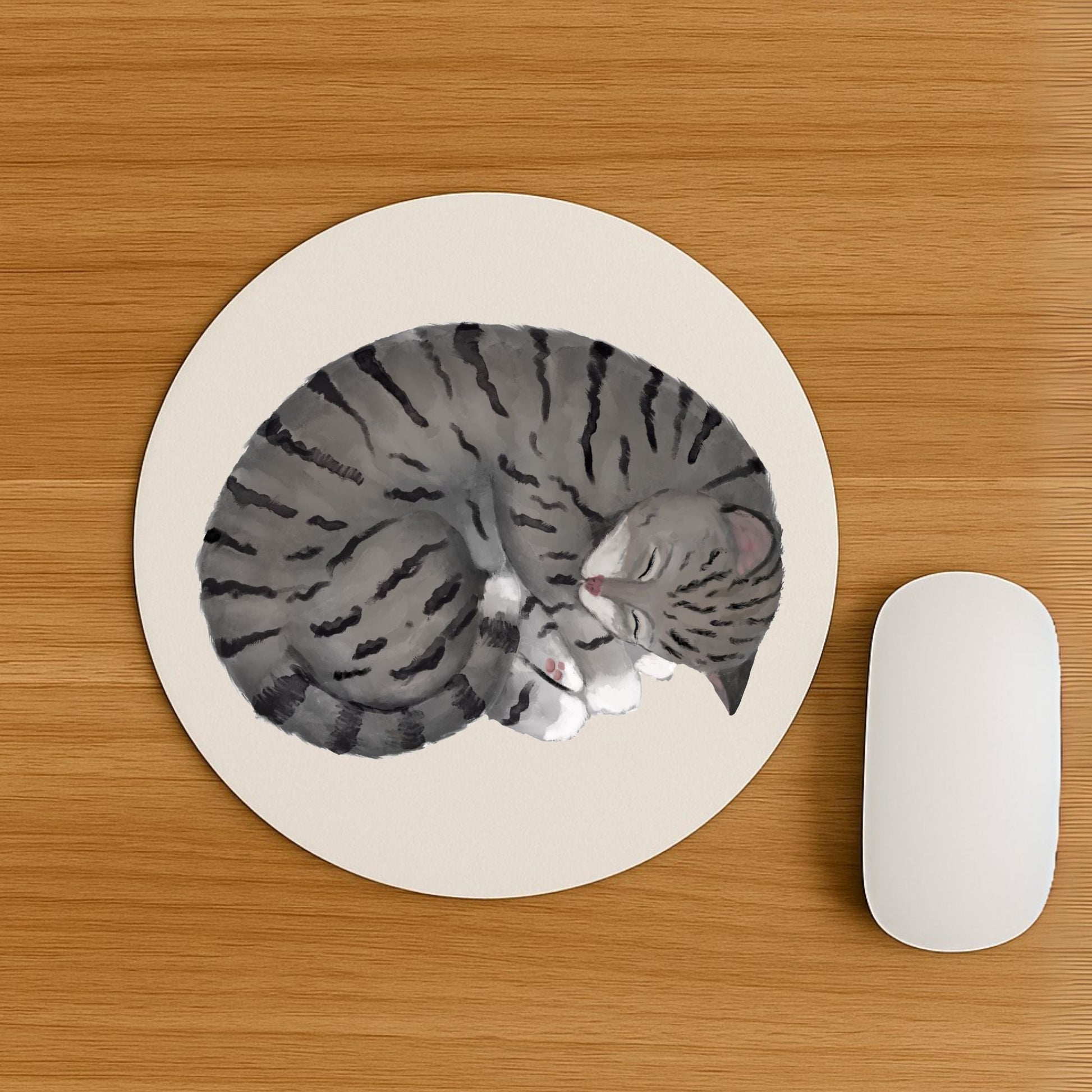 Gray Tabby Cat Mousepad - MerikaArt