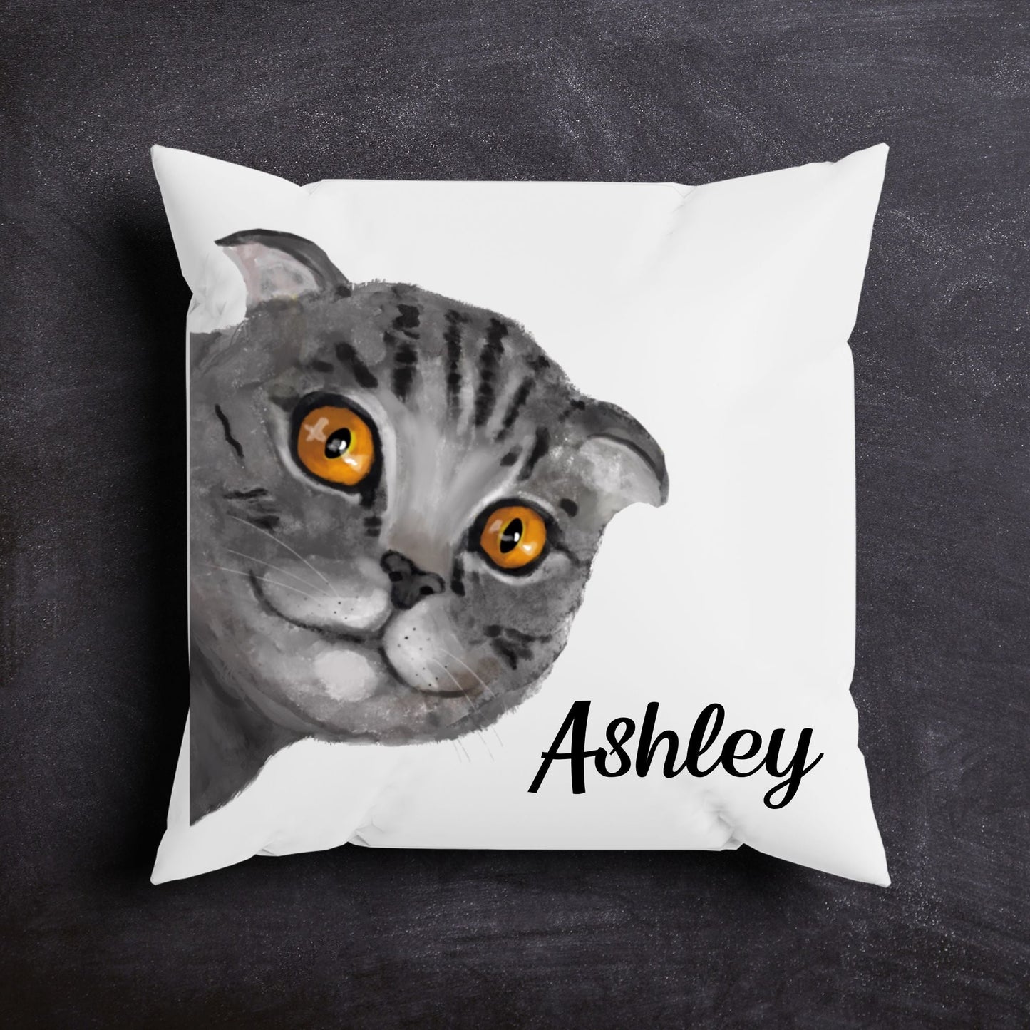 Gray Tabby Cat Pillow - MerikaArt