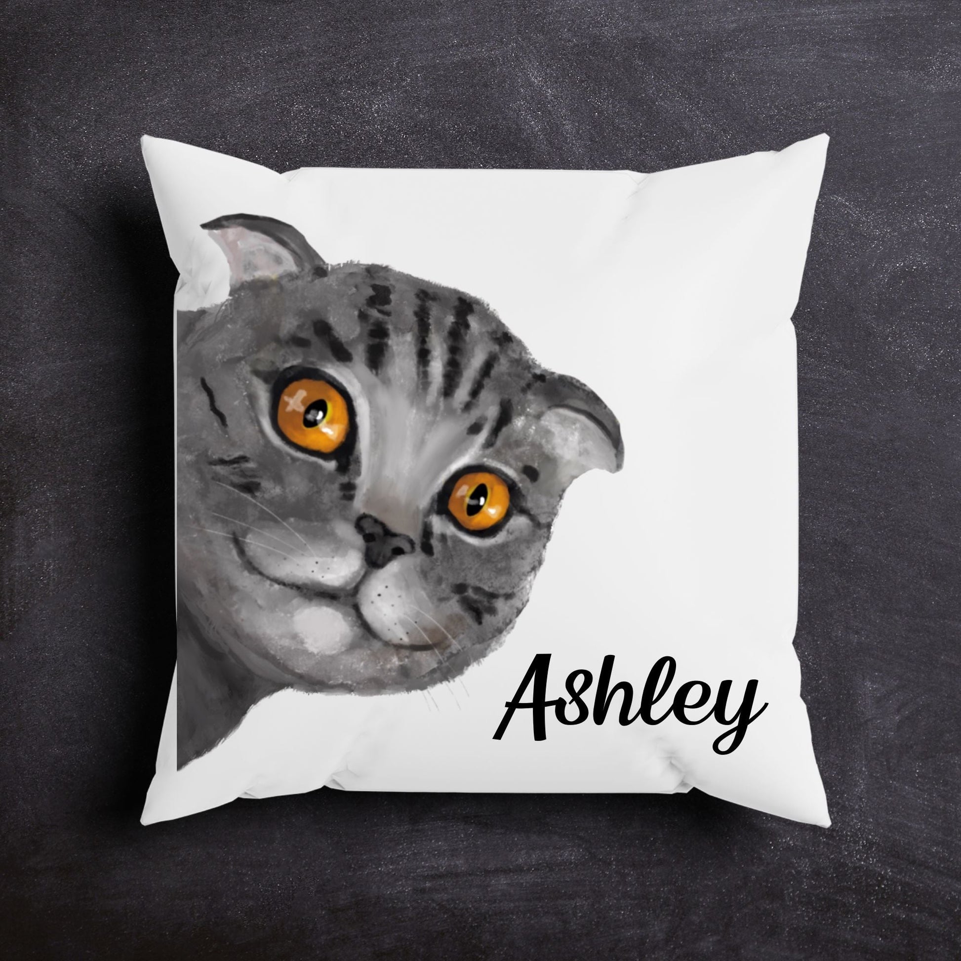 Gray Tabby Cat Pillow - MerikaArt
