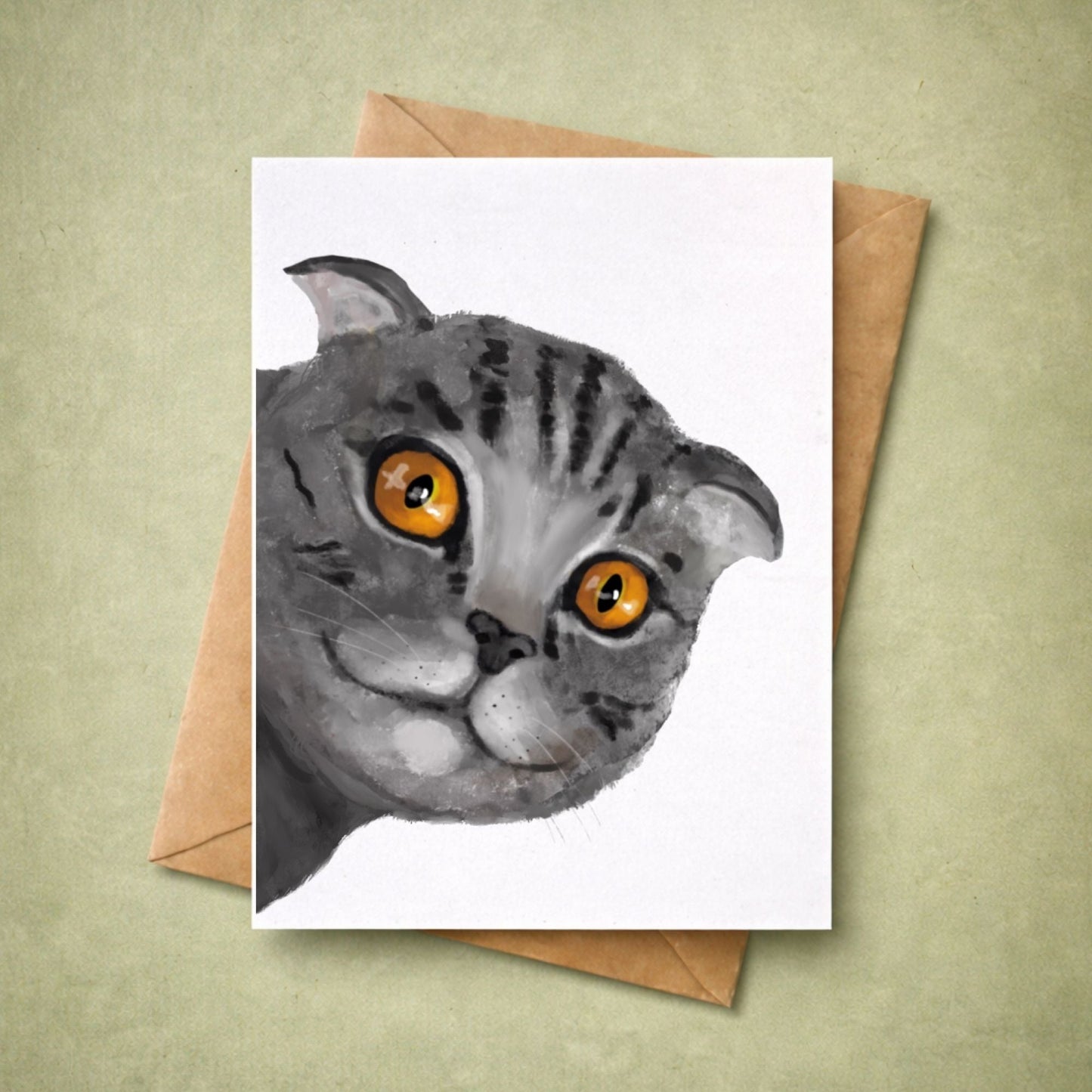 Gray Tabby Cat Postcard - MerikaArt