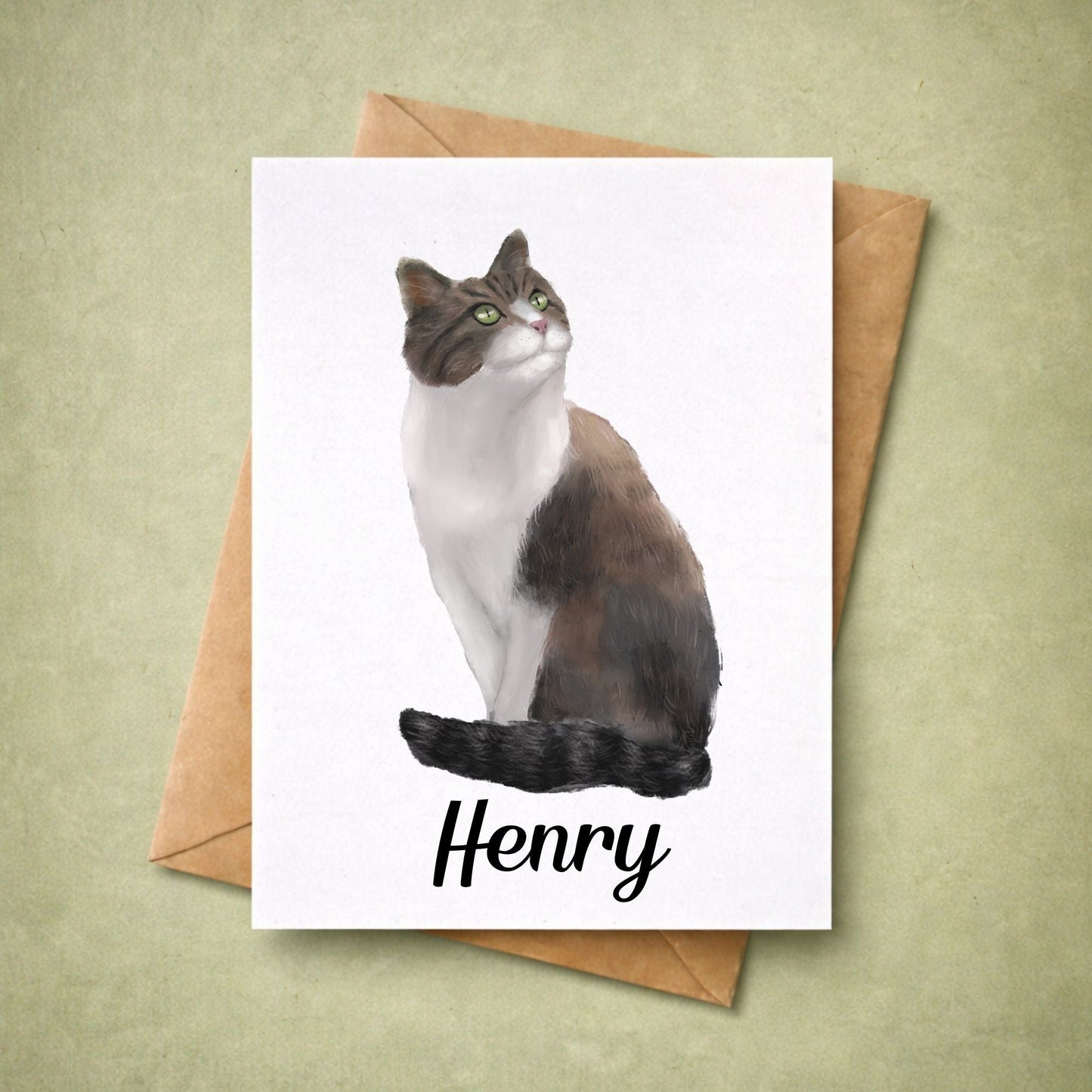 Gray Tabby Cat Postcard - MerikaArt