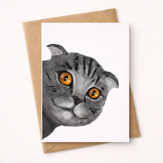 Gray Tabby Cat Postcard - MerikaArt