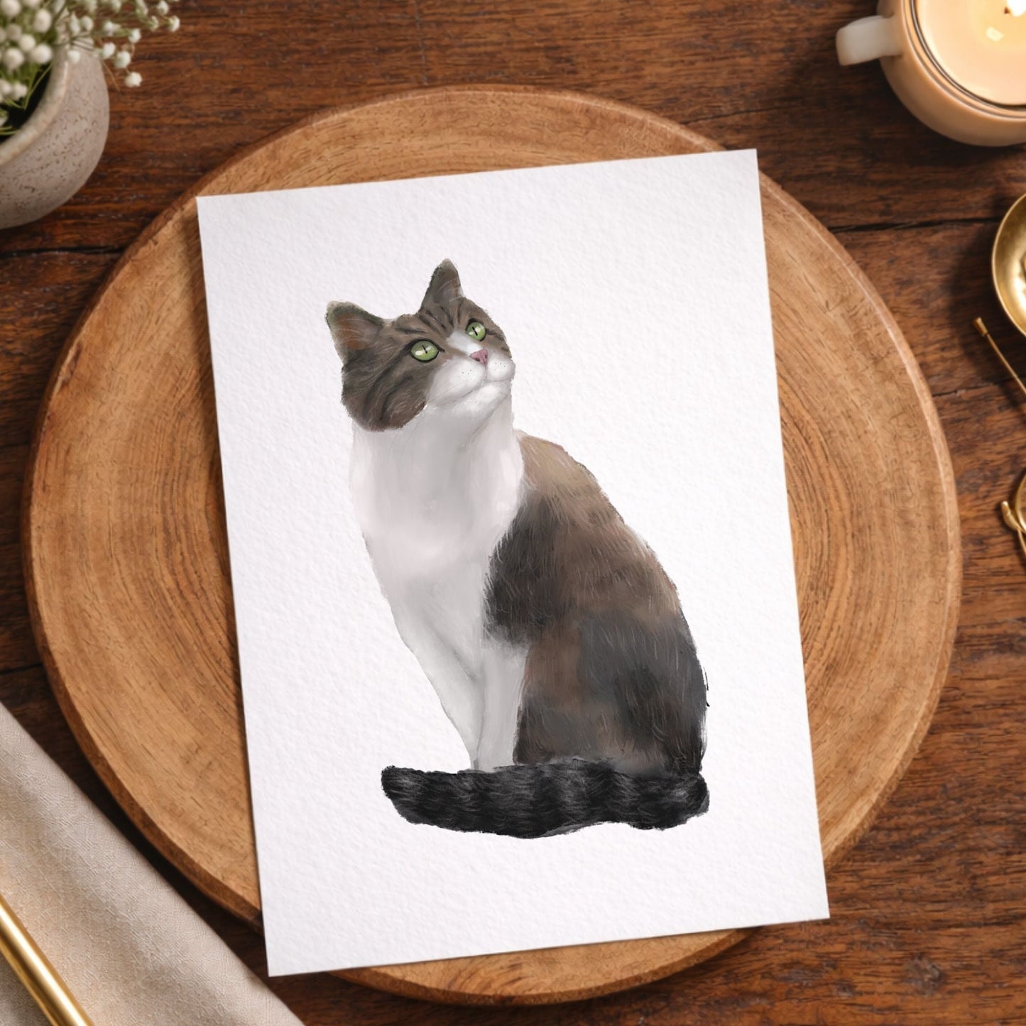 Gray Tabby Cat Postcard - MerikaArt