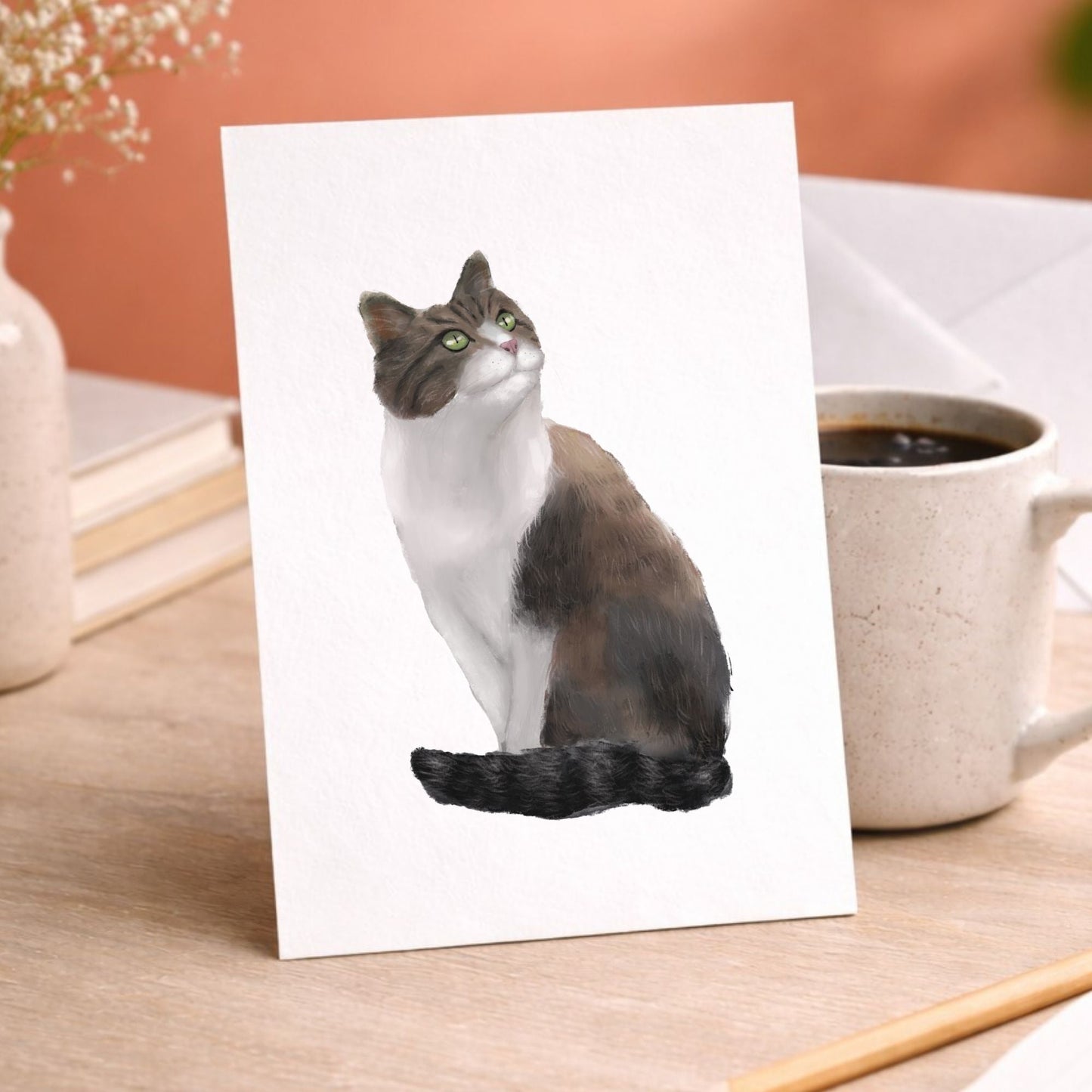 Gray Tabby Cat Postcard - MerikaArt