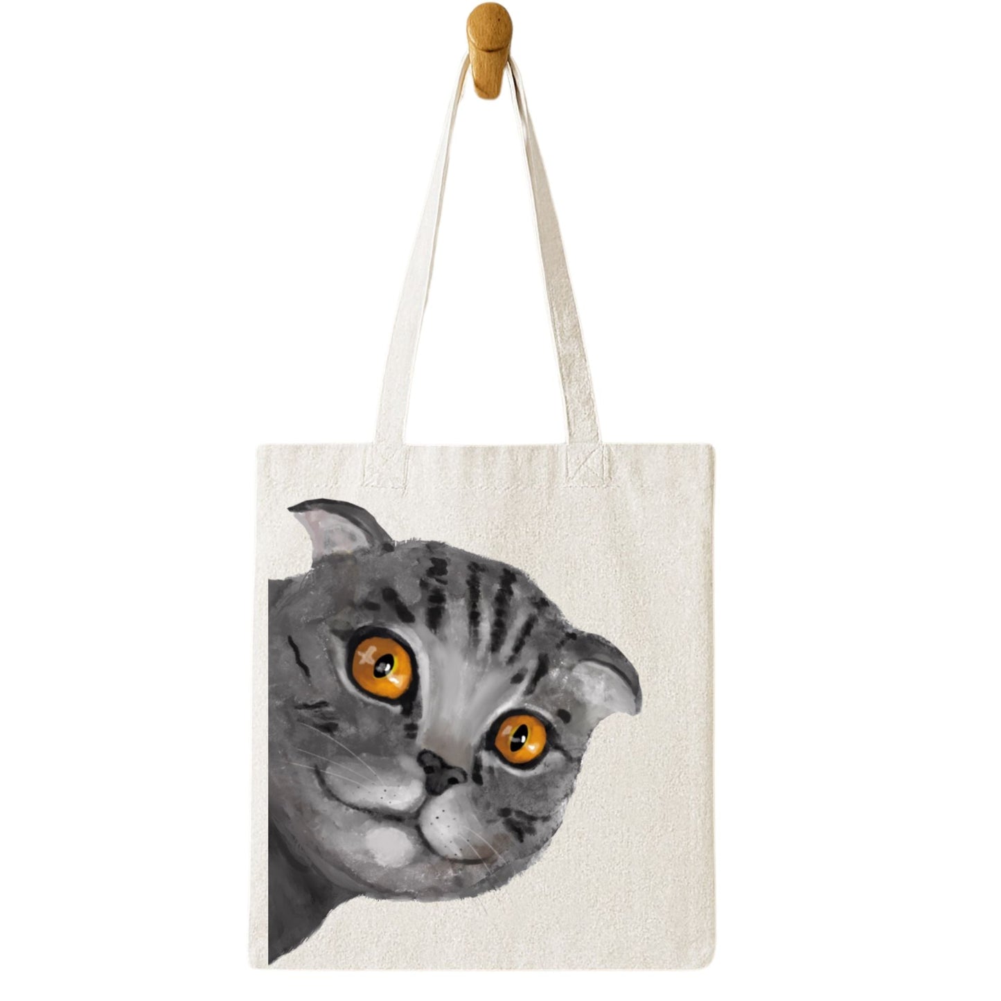 Gray Tabby Cat Tote Bag - MerikaArt