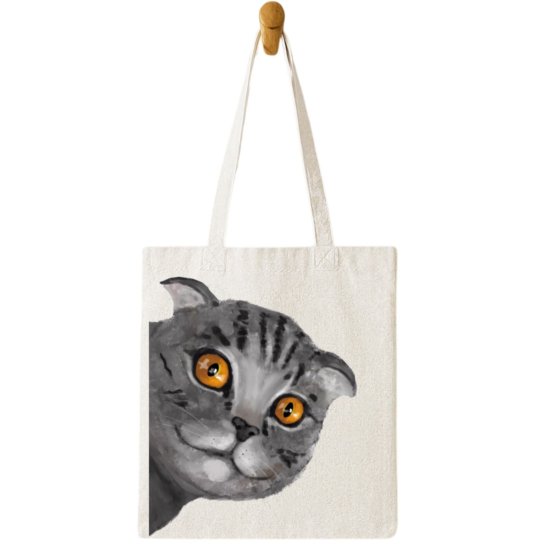 Gray Tabby Cat Tote Bag - MerikaArt