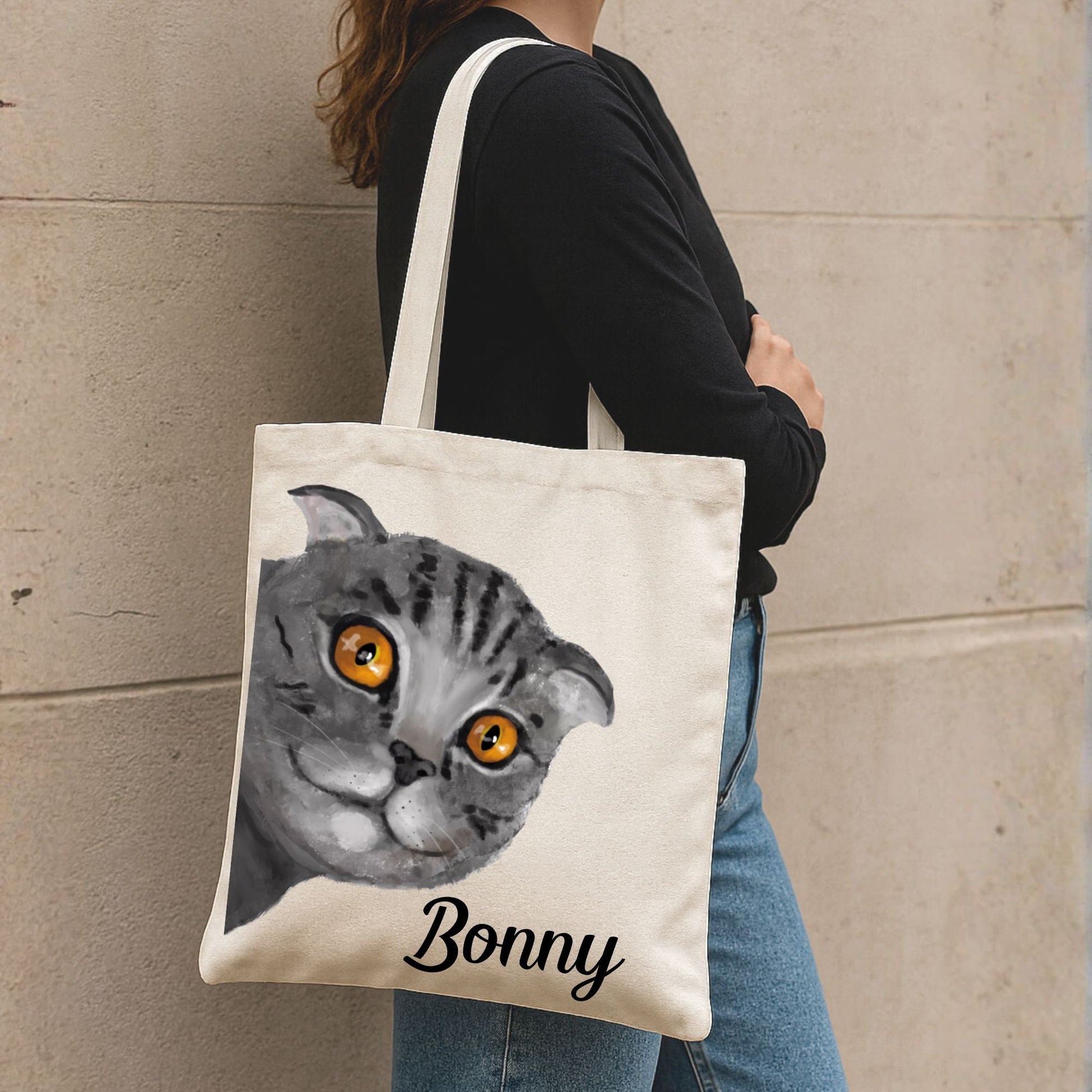 Gray Tabby Cat Tote Bag - MerikaArt