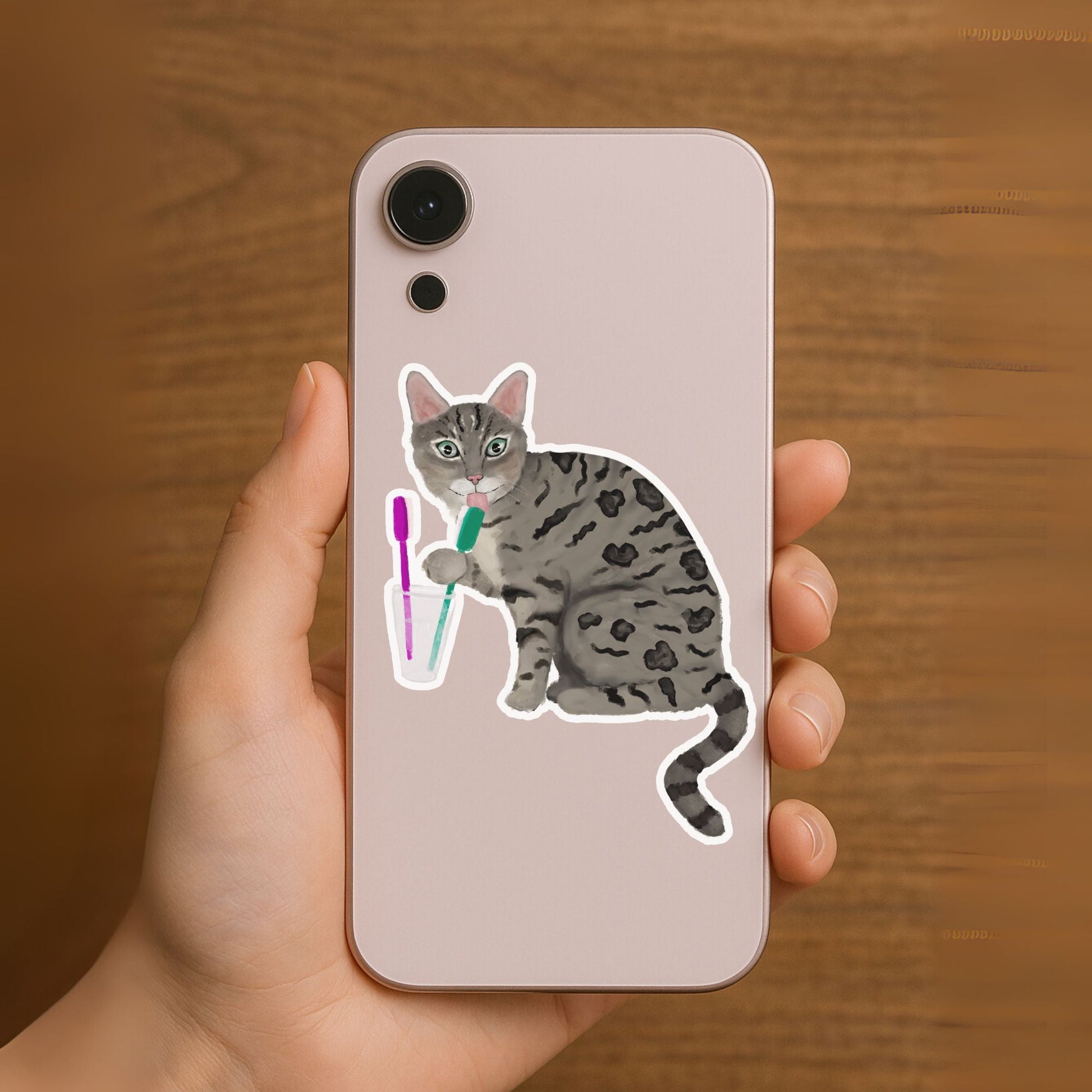 Gray Tabby Cat Vinyl Sticker - MerikaArt