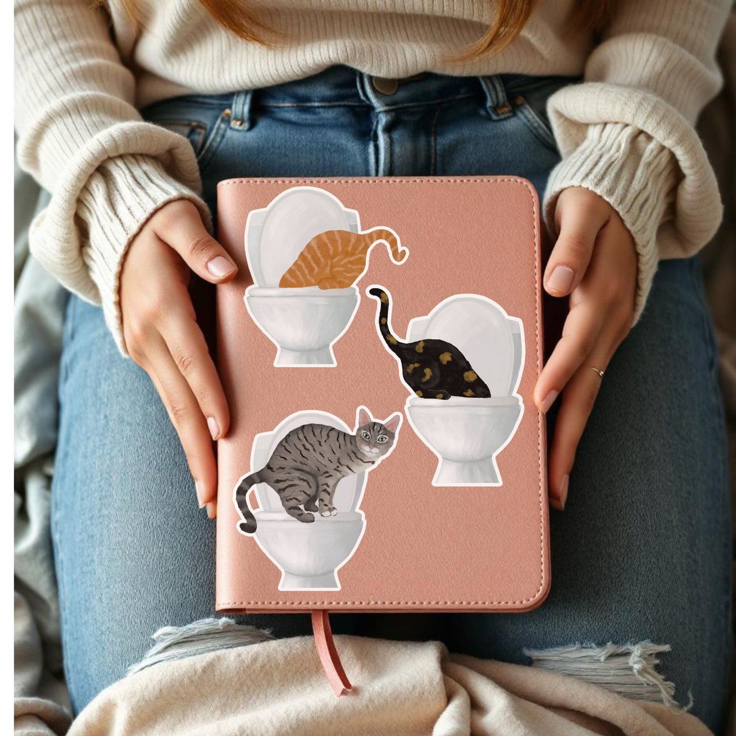 Gray Tabby Cat Vinyl Sticker - MerikaArt