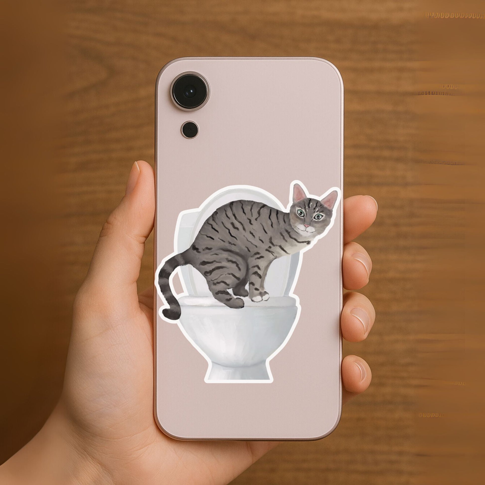 Gray Tabby Cat Vinyl Sticker - MerikaArt
