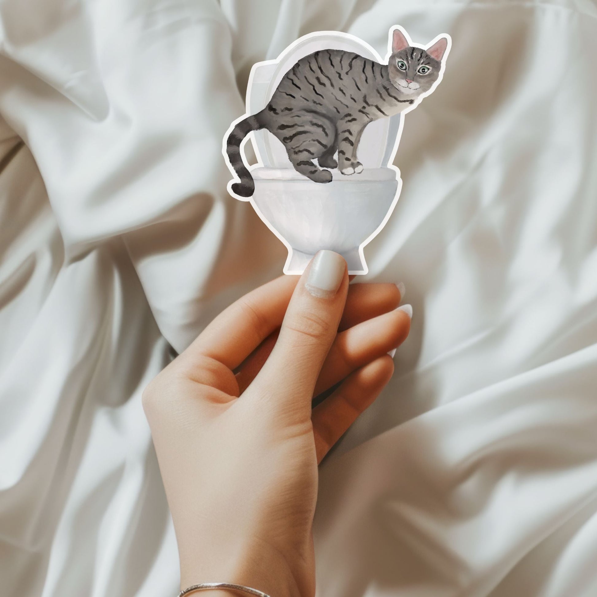 Gray Tabby Cat Vinyl Sticker - MerikaArt