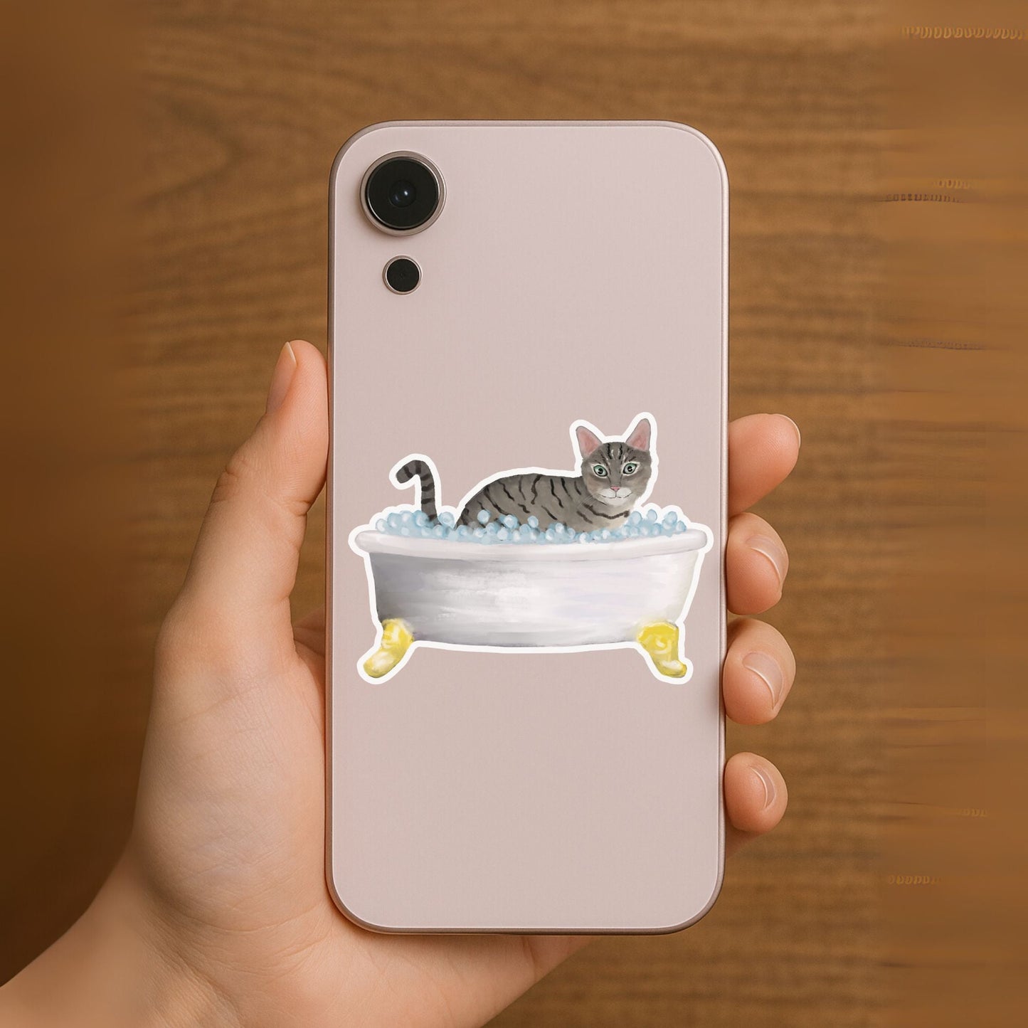 Gray Tabby Cat Vinyl Sticker - MerikaArt