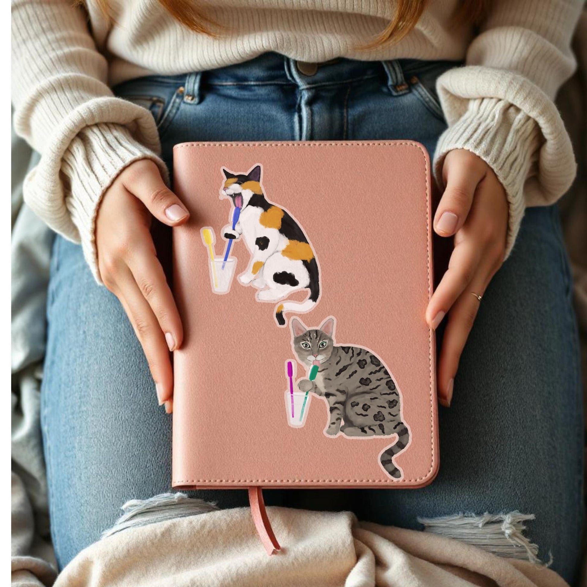 Gray Tabby Cat Vinyl Sticker - MerikaArt