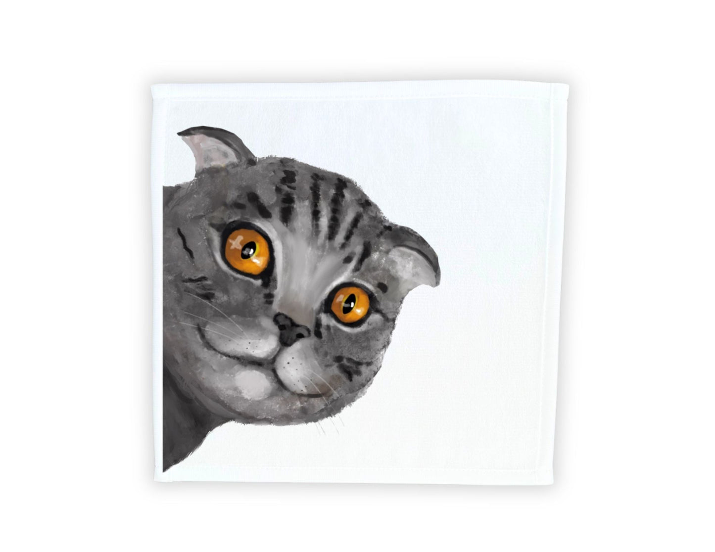 Gray Tabby Cat Washcloth - MerikaArt