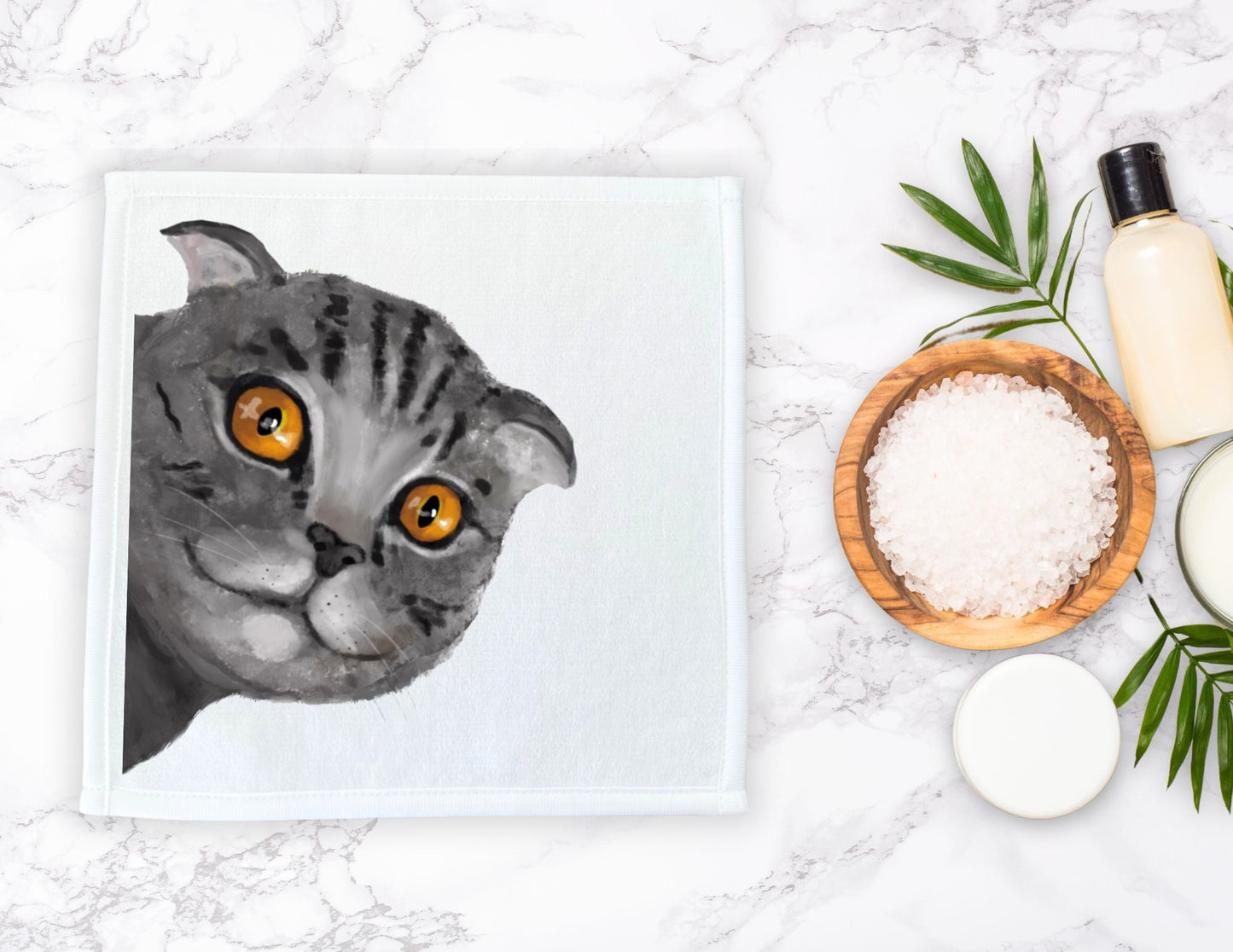 Gray Tabby Cat Washcloth - MerikaArt