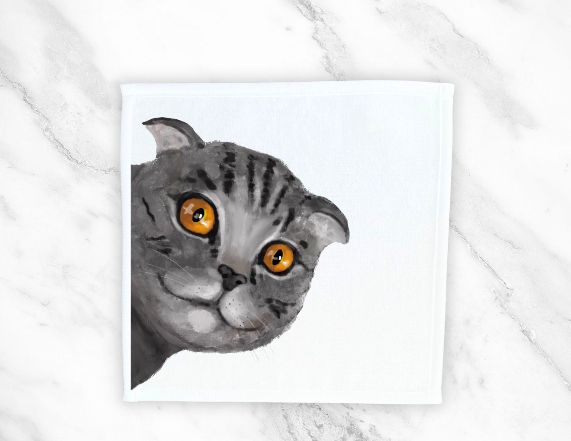 Gray Tabby Cat Washcloth - MerikaArt