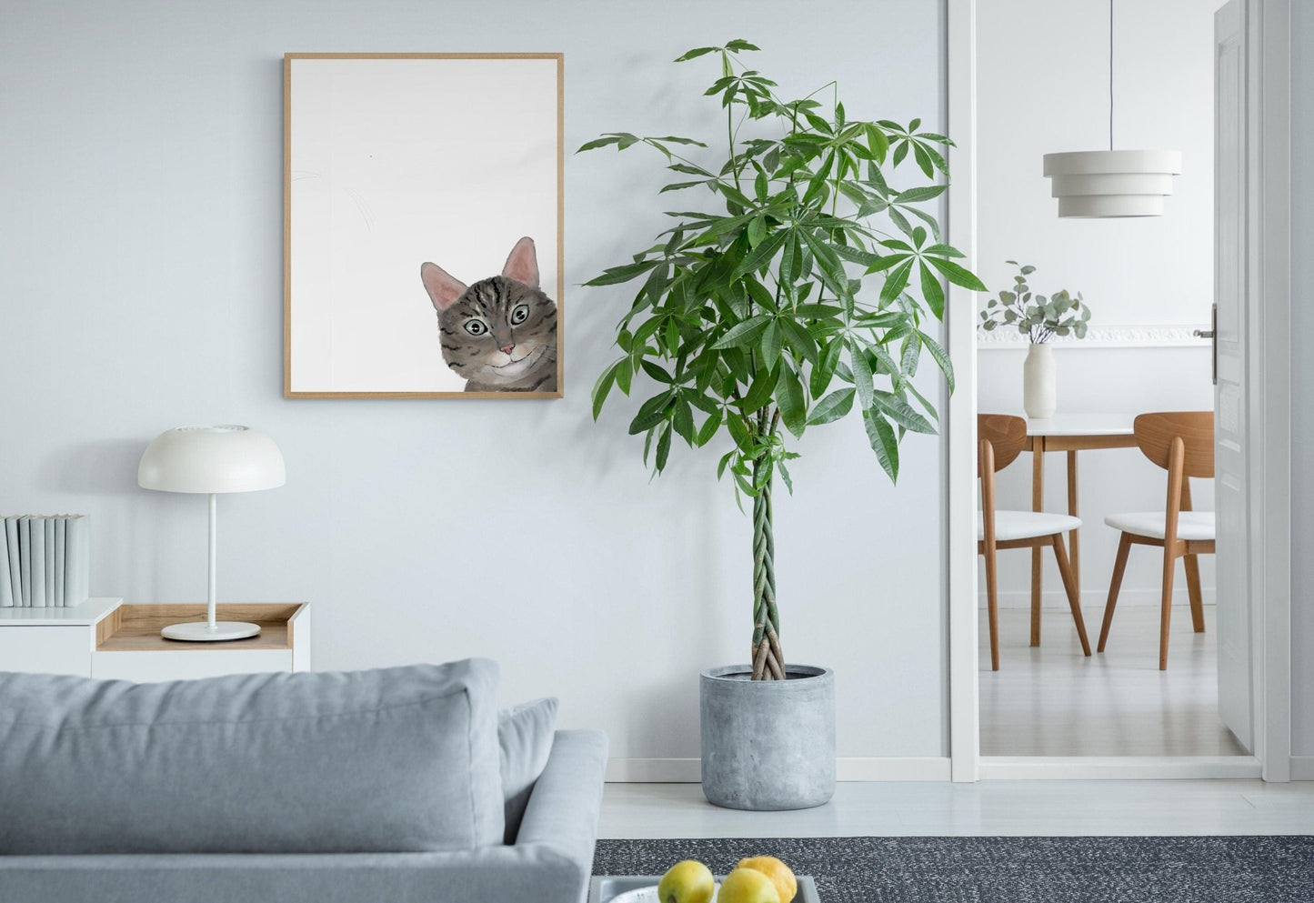 Gray Tabby Peekaboo Cat Wall Art - MerikaArt