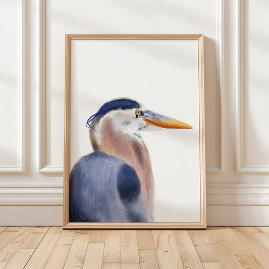 Great Blue Heron Art Print – Elegant Water Bird Decor - MerikaArt