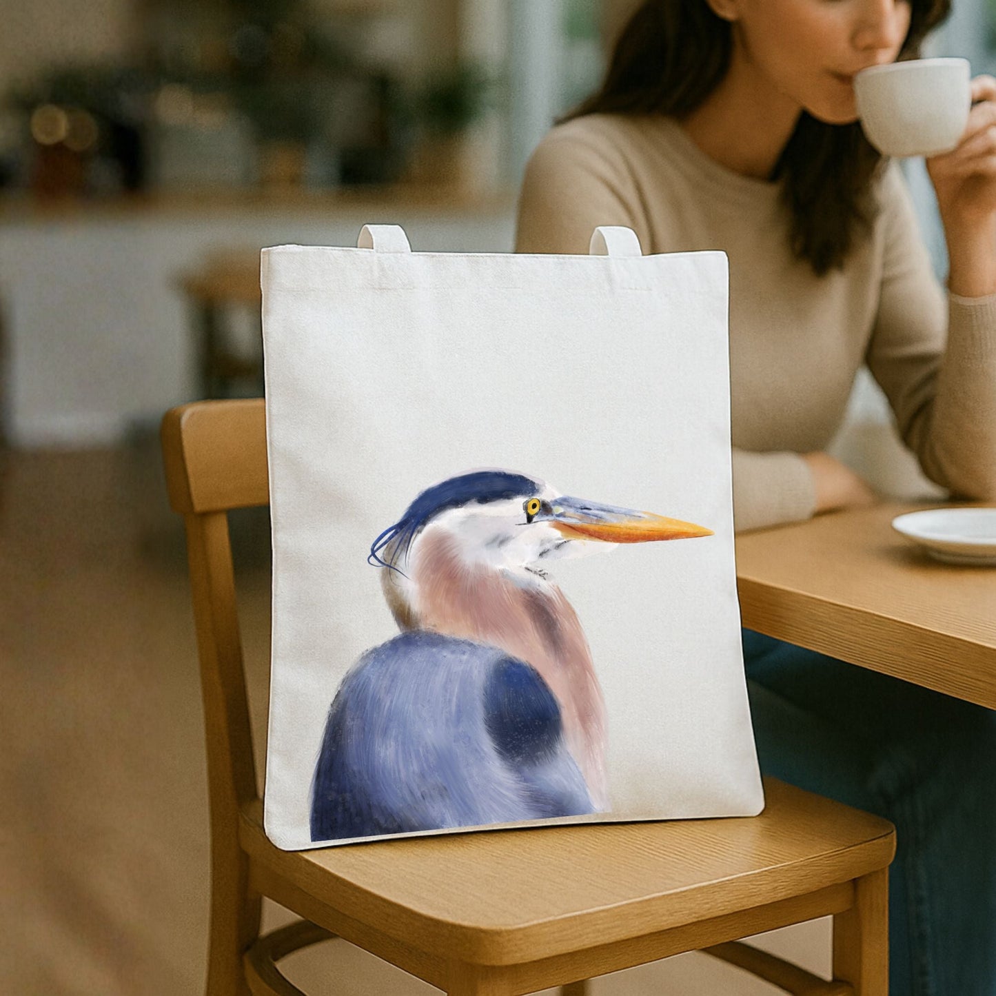 Great Blue Heron Canvas Tote Bag - MerikaArt