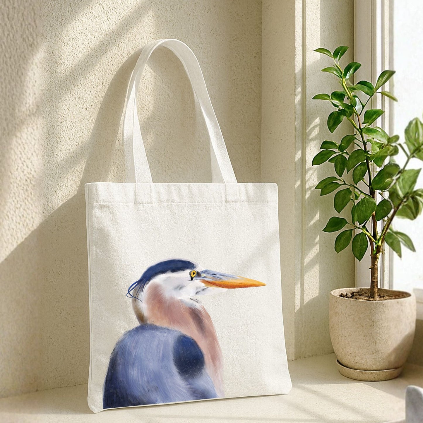 Great Blue Heron Canvas Tote Bag - MerikaArt