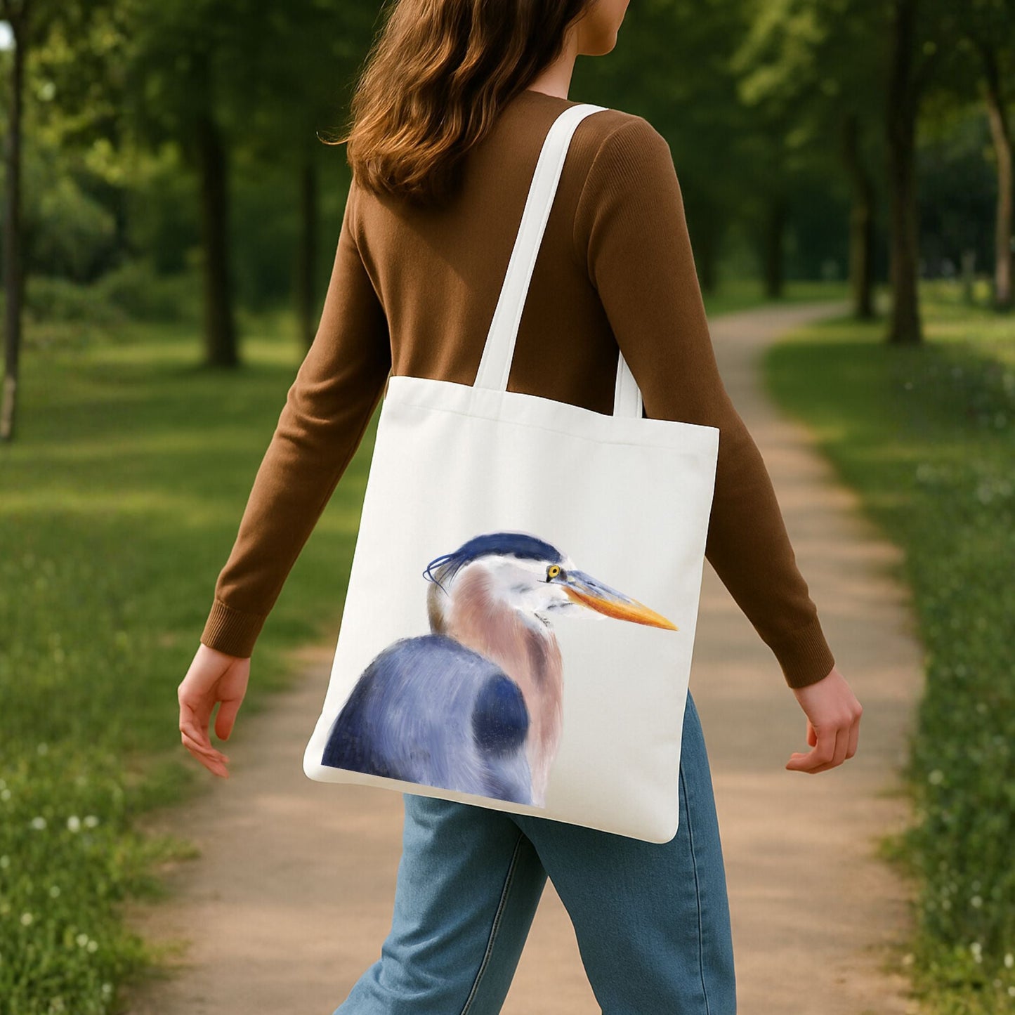 Great Blue Heron Canvas Tote Bag - MerikaArt