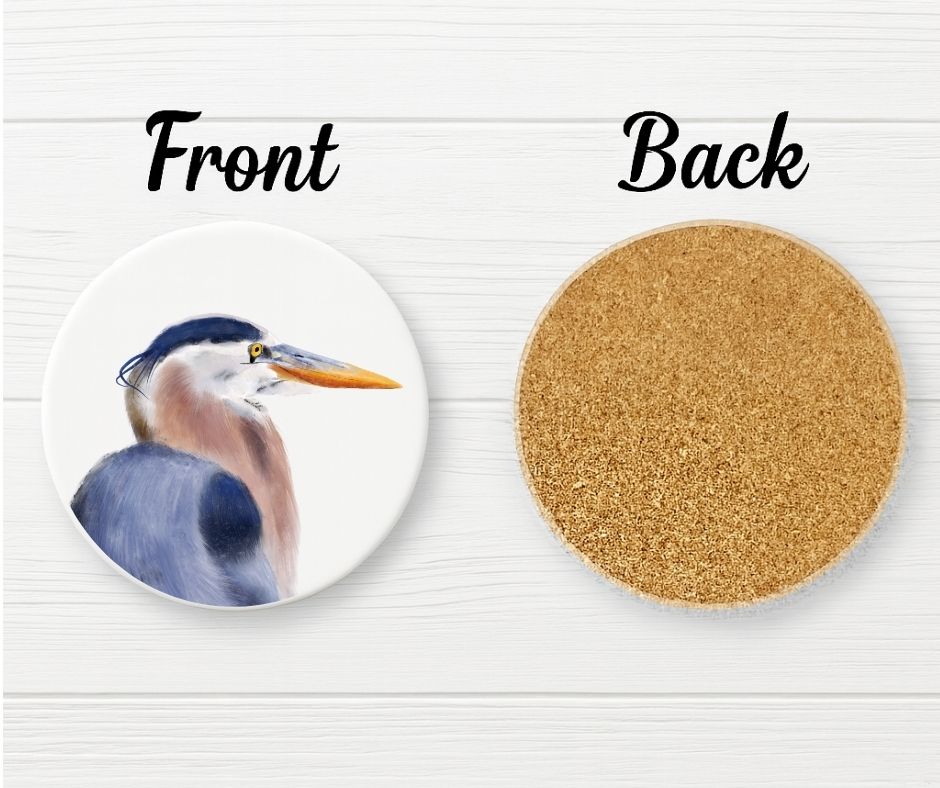 Great Blue Heron Ceramic Coaster - MerikaArt