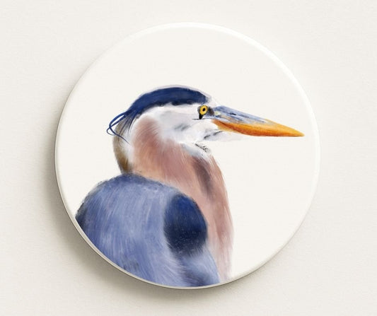 Great Blue Heron Ceramic Coaster - MerikaArt