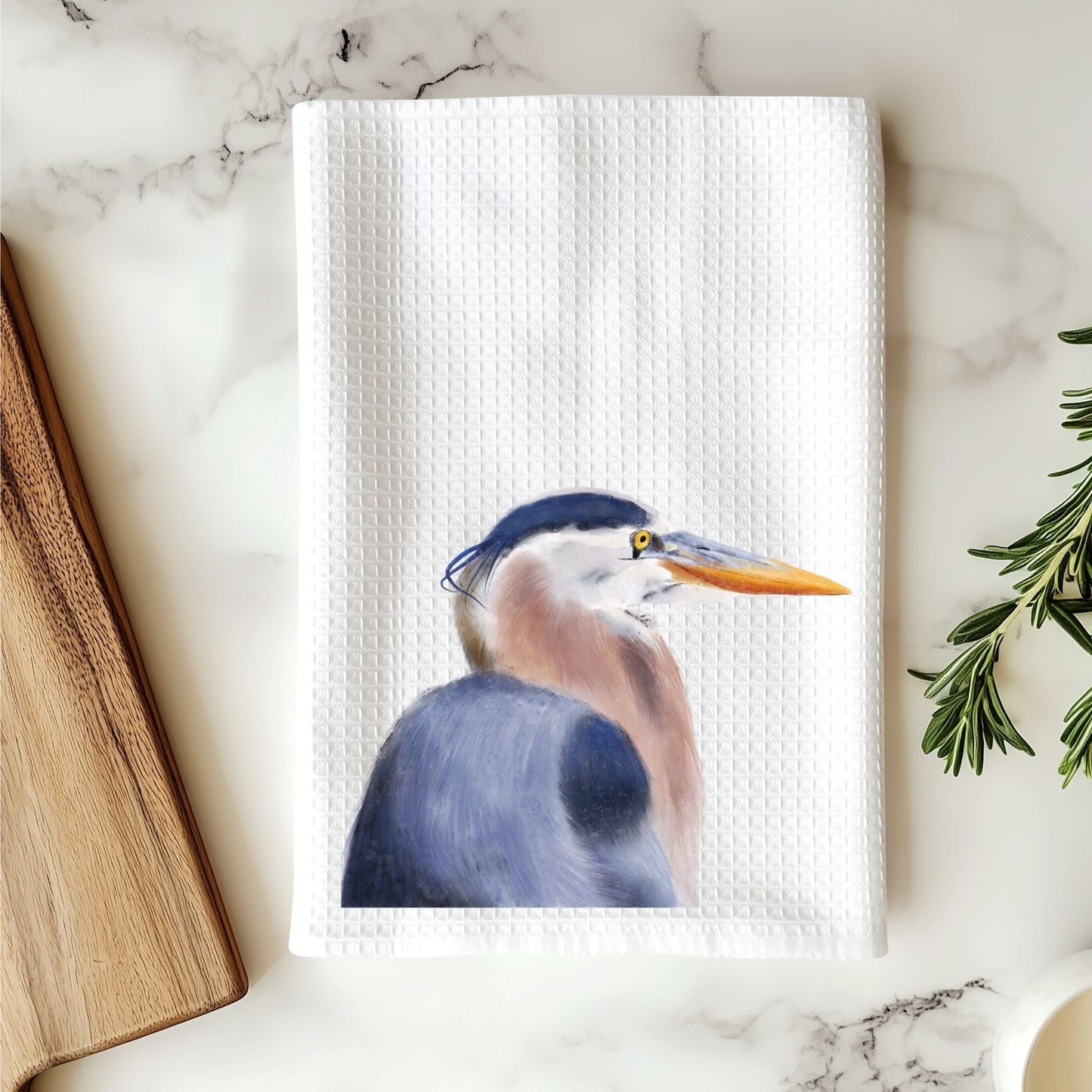 Great Blue Heron Kitchen Towel - MerikaArt