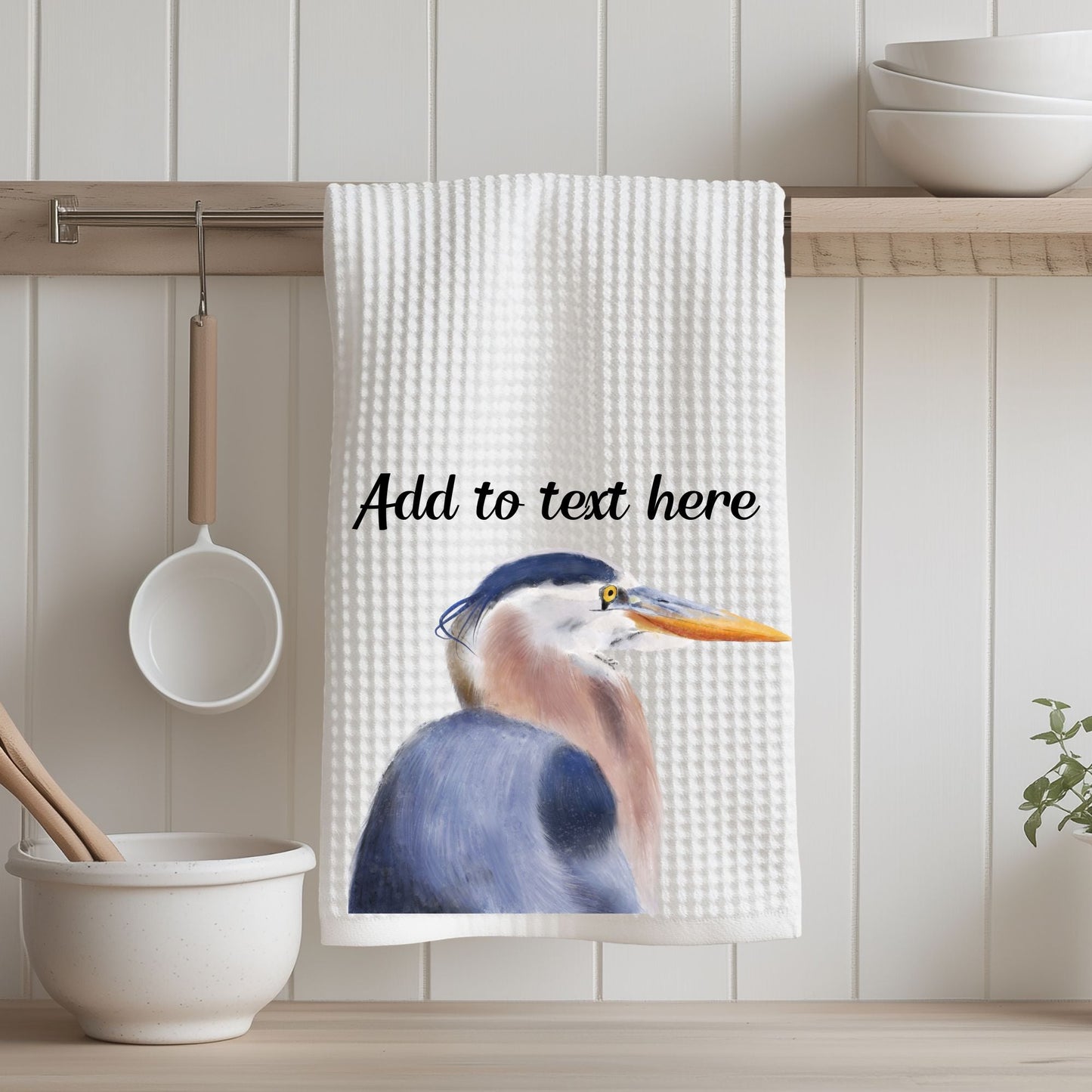 Great Blue Heron Kitchen Towel - MerikaArt